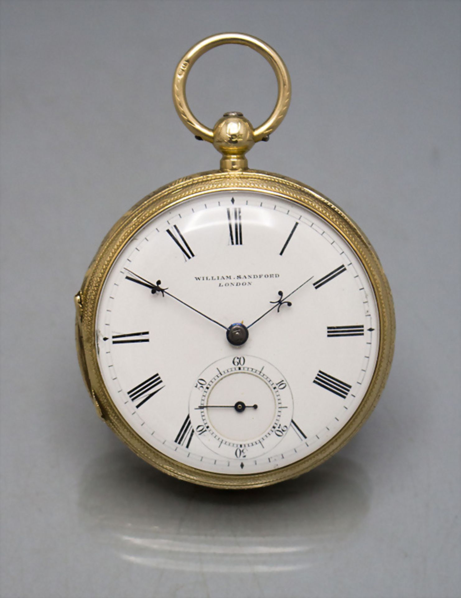 Offene Taschenuhr / An 18 ct gold pocket watch, William Sandford, London, 19. Jh.