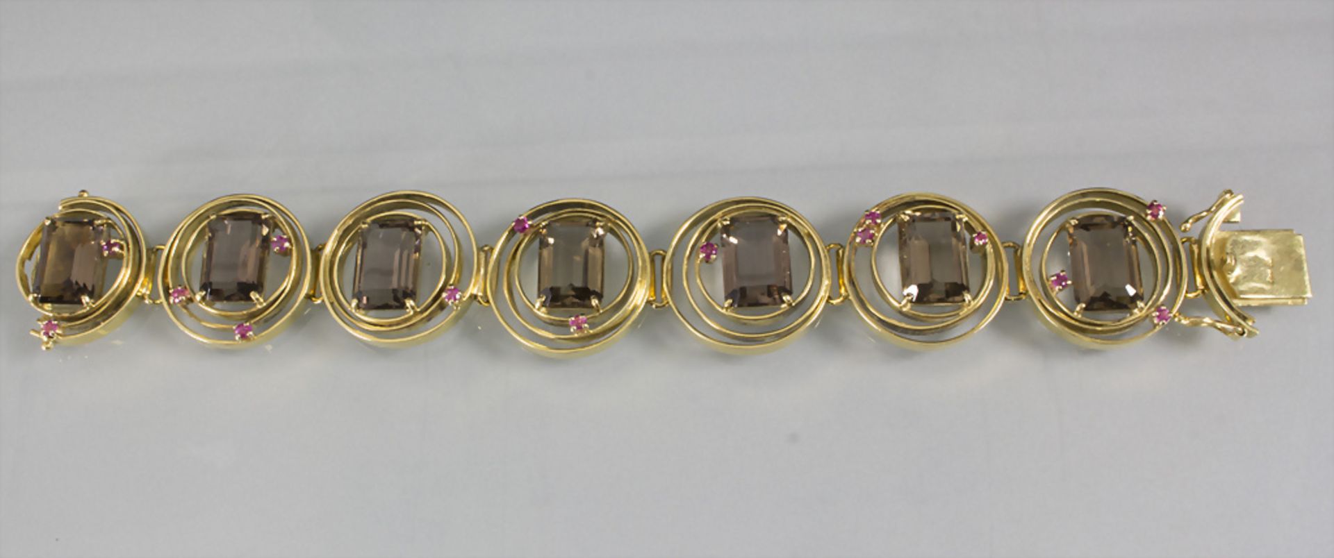 Armband mit Rauchtopas und Rubinen / A 18ct gold bracelet with topas and rubies - Bild 4 aus 6