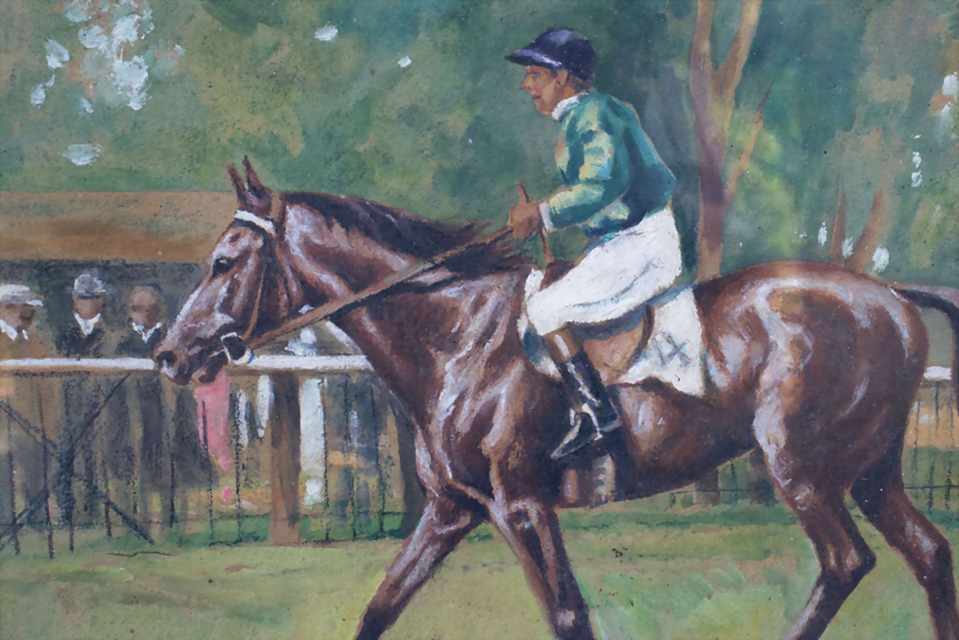 Künstler des 20. Jh., 'Jockey Reiter mit Pferd' / 'A jockey with horse' - Bild 5 aus 9