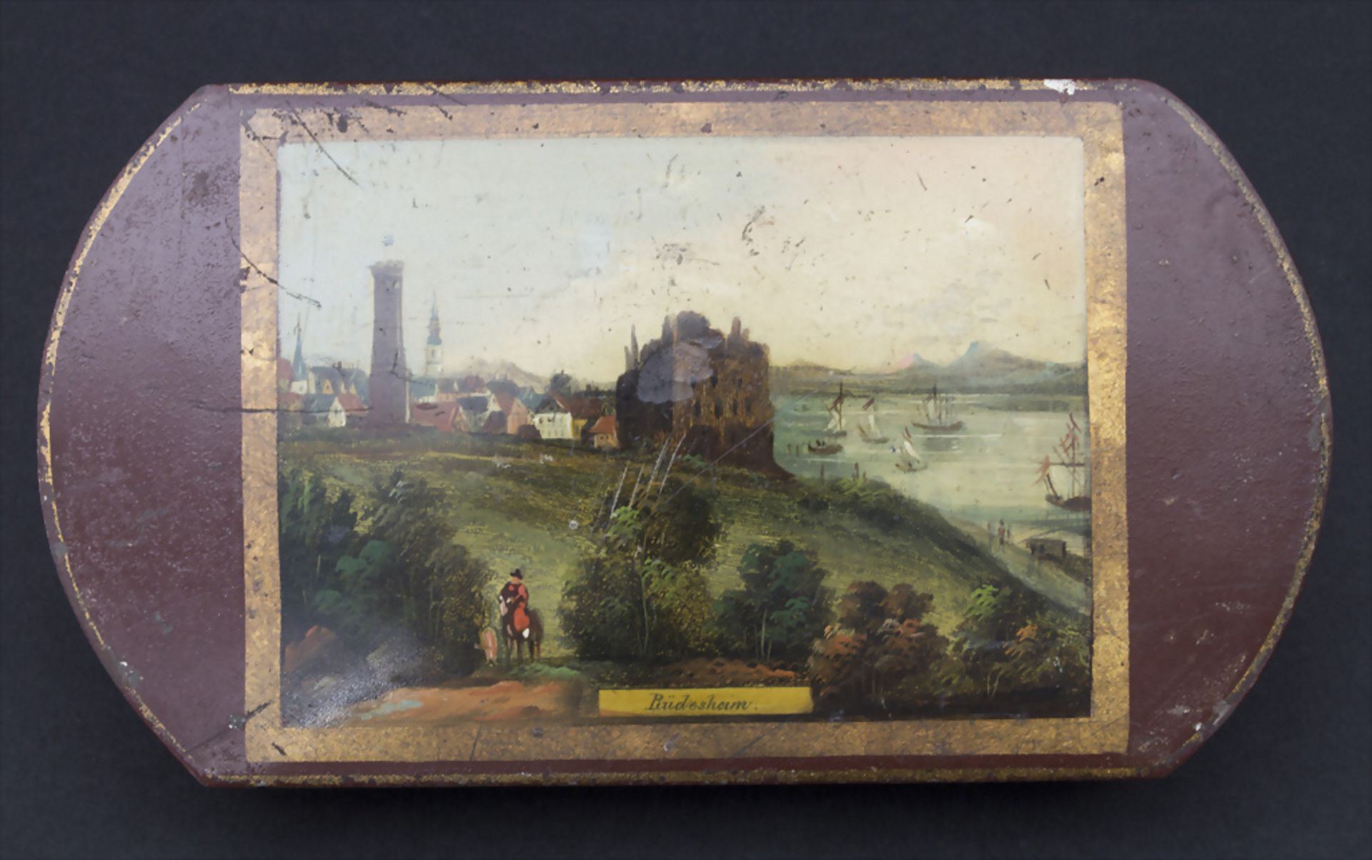 Schnupftabakdose / Tabatiere 'Rüdesheim' / A snuff box 'Rüdesheim', wohl Stobwasser, ...