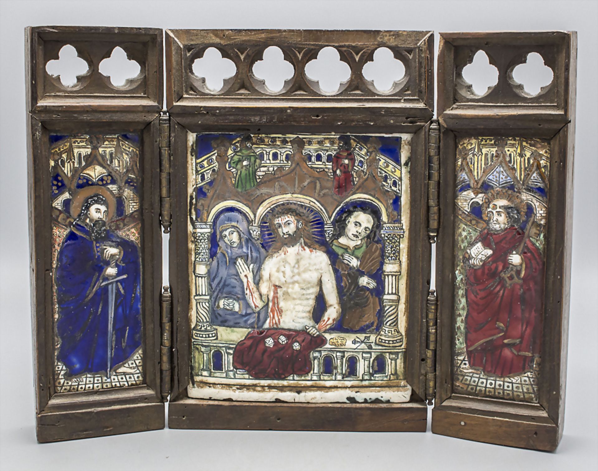 Emaillebild-Triptychon / An enamel tryptich, wohl Frankreich