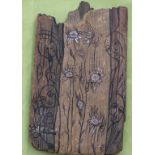 Holzplatte 'Blumen und Gesichter' / A wooden panel 'Flowers and faces'