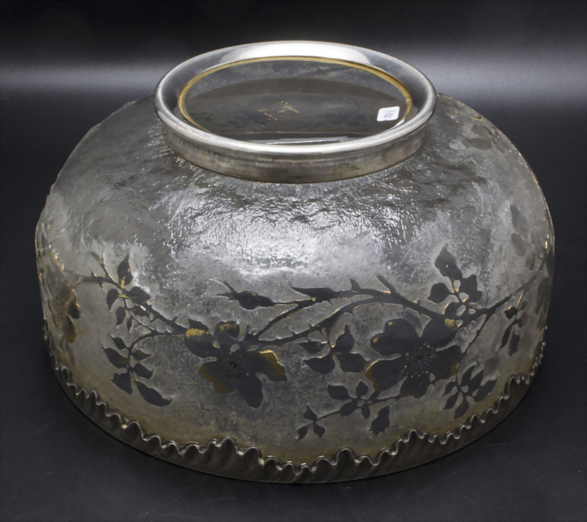 Jugendstil Schale mit Silbermontur / An Art Nouveau fruit bowl with silver mount, Daum Frères, ... - Bild 6 aus 7