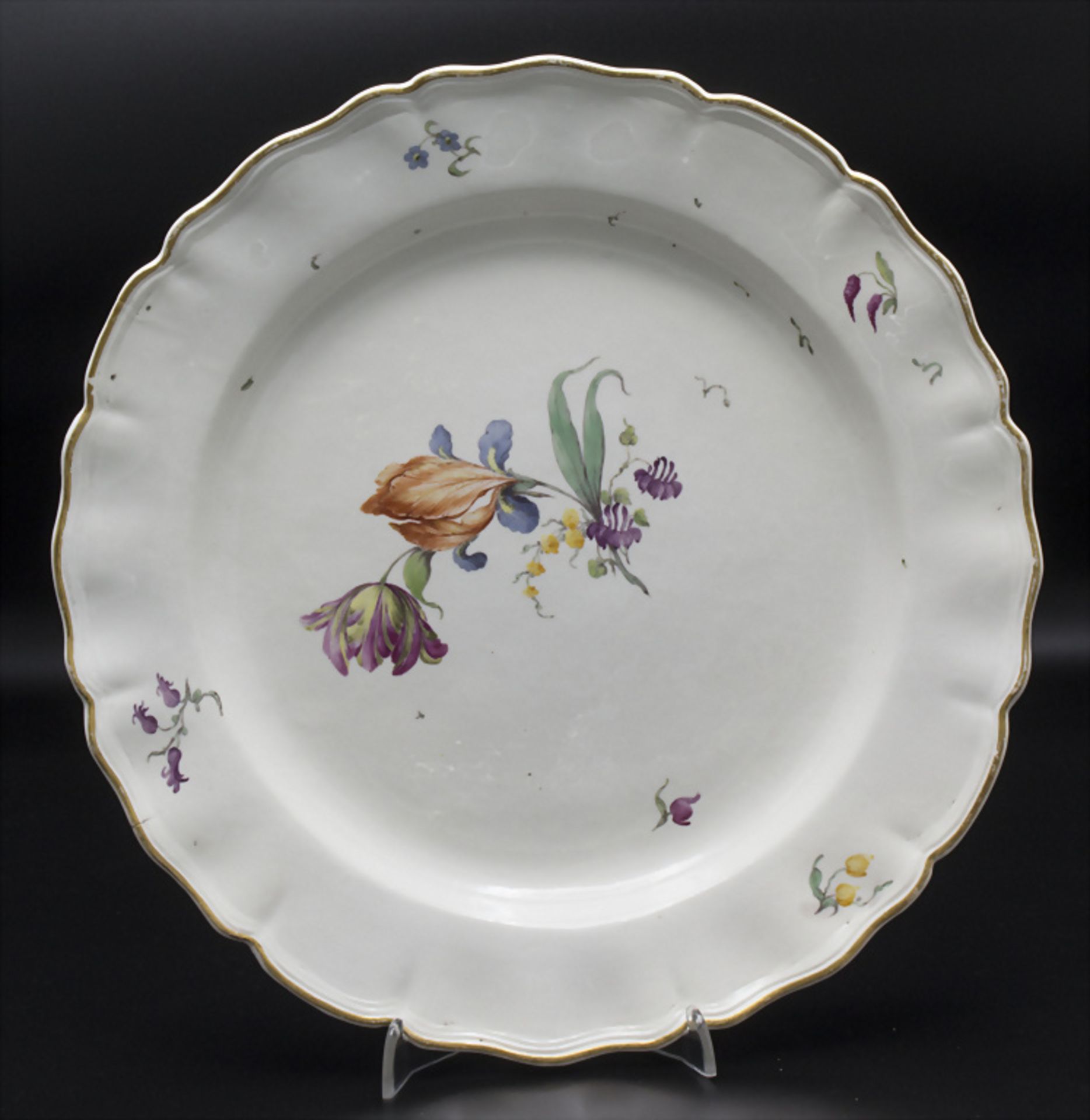 6 Teller mit Blumenmalerei / A set of 6 dinner plates with flowers, Churfürstl. Mainzische ... - Image 17 of 21