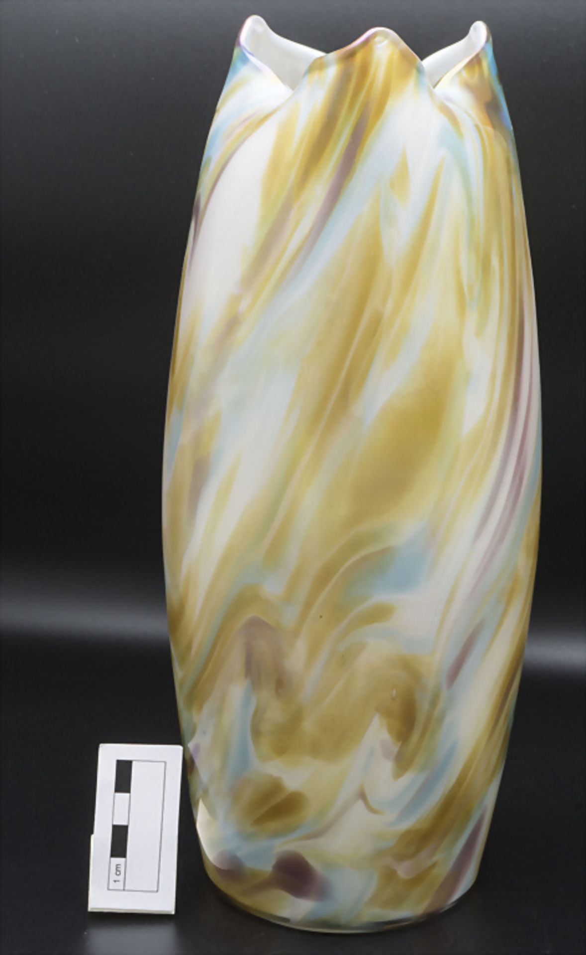 Jugendstil Vase aus marmoriertem Opalglas / An Art Nouveau marbled opal glass vase, Adilf ... - Bild 3 aus 5