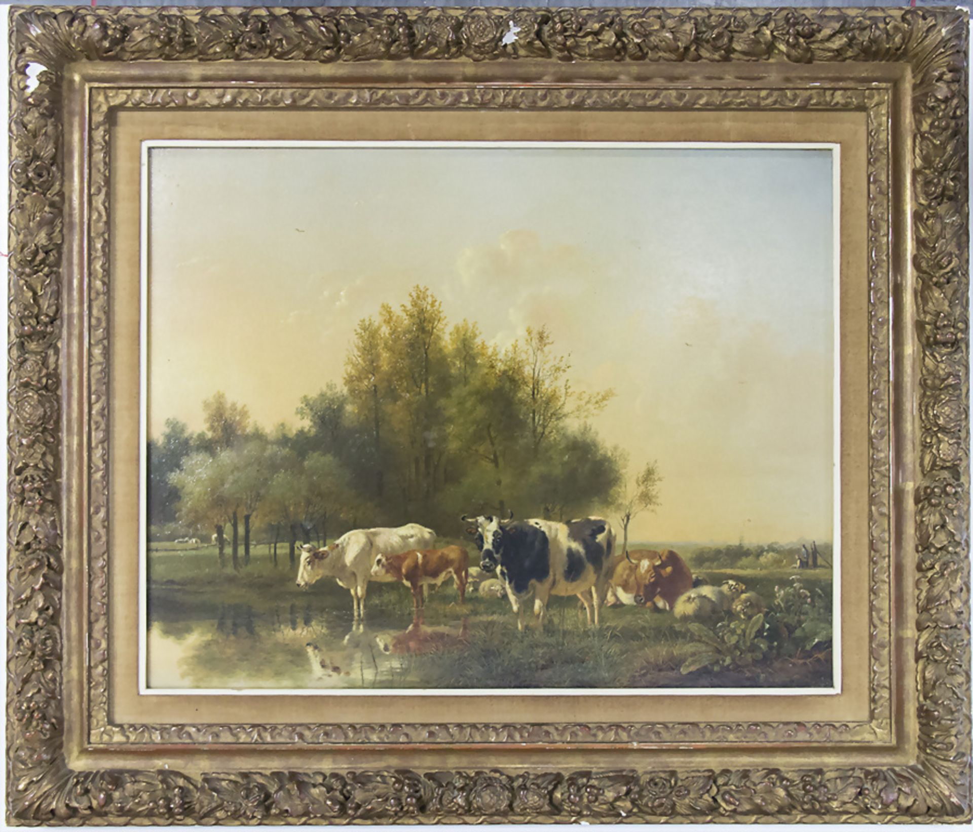 Pieter Frederick VAN OS (1808-1892), 'Kuhherde am Flußufer' / 'A herd of cows by a riverscape' - Image 3 of 5