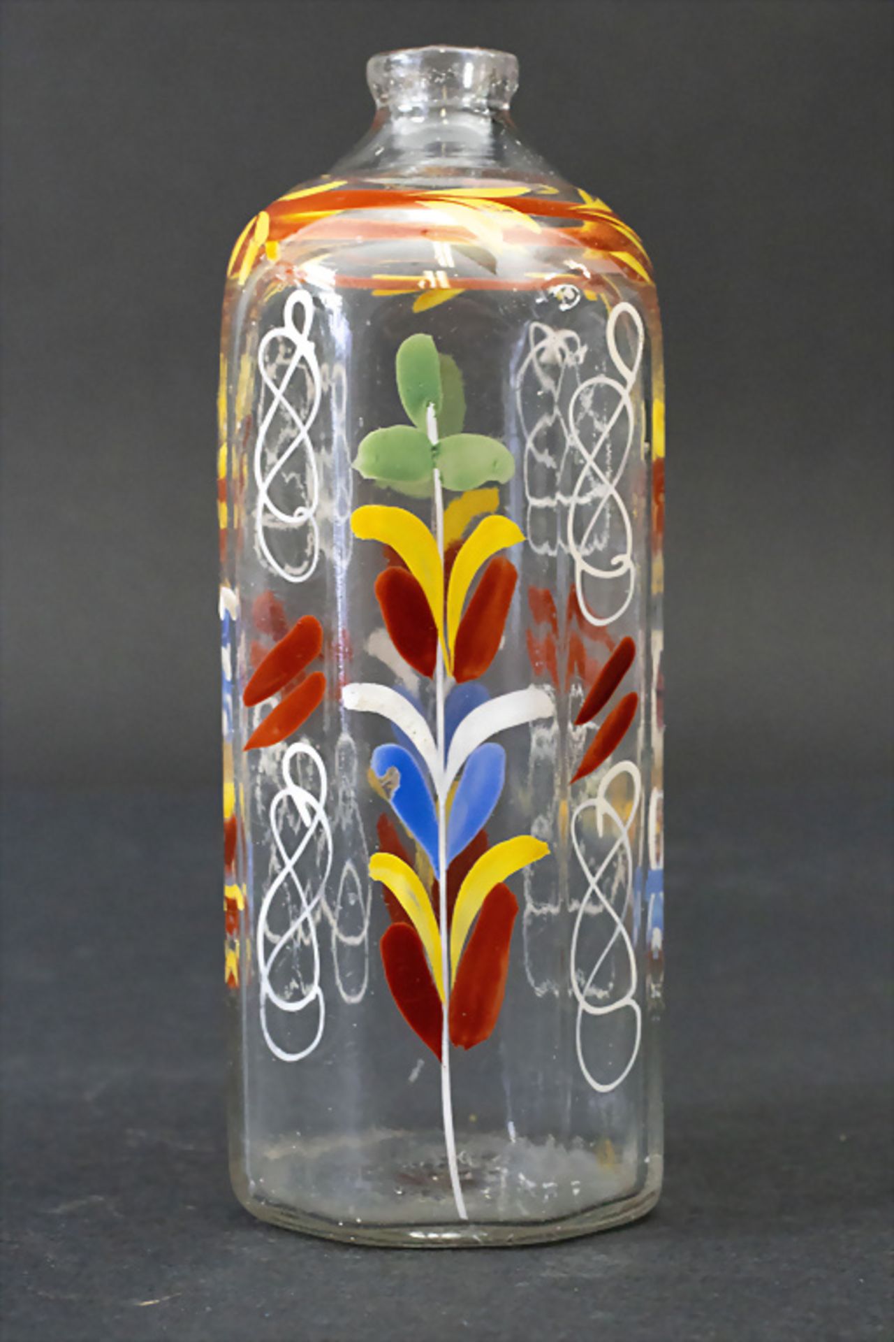 Schnapsflasche mit Emailledekor / A brandy bottle with enamel decor, deutsch, 18. Jh. - Image 2 of 4