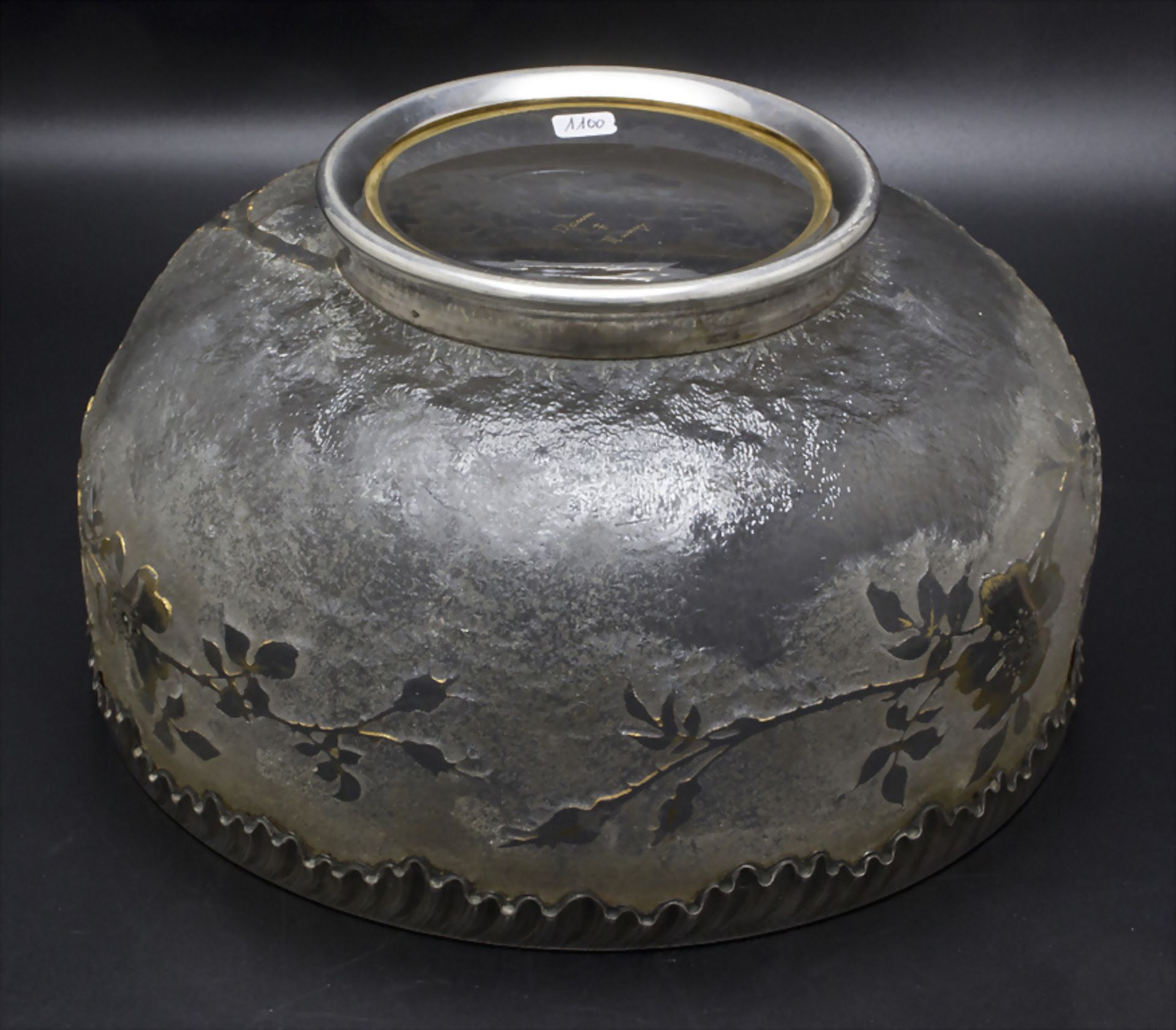 Jugendstil Schale mit Silbermontur / An Art Nouveau fruit bowl with silver mount, Daum Frères, ... - Bild 7 aus 7