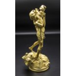 Henri Peinte (Cambrai 1845-1912 Paris), mythologische Jugendstil Bronze 'Orpheus und Cerberus' ...