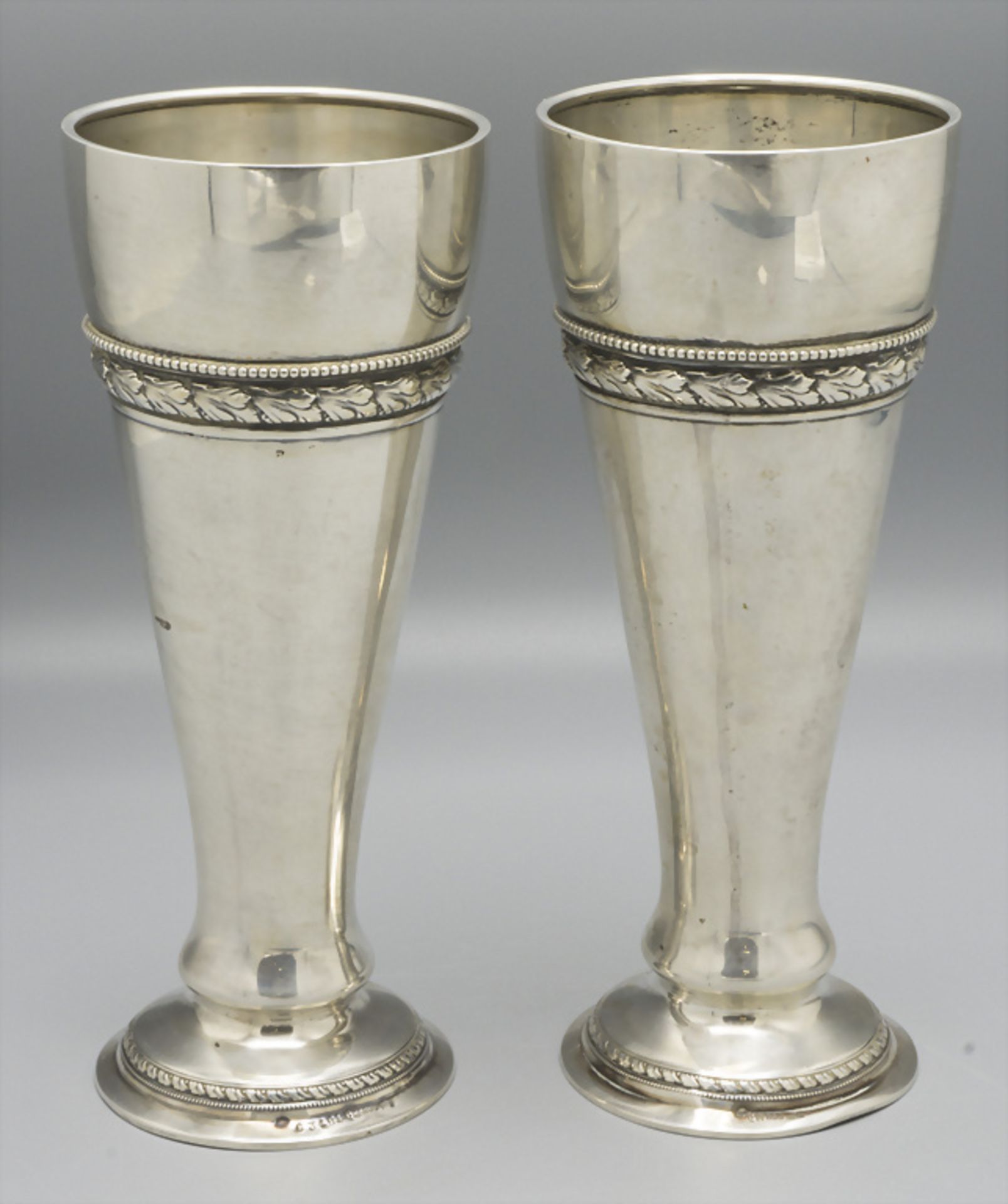 Paar Jugendstil Vasen / A pair of Art Nouveau silver vases, Wilhelm Bindner, Schwäbisch Gmünd, 1917 - Bild 2 aus 8