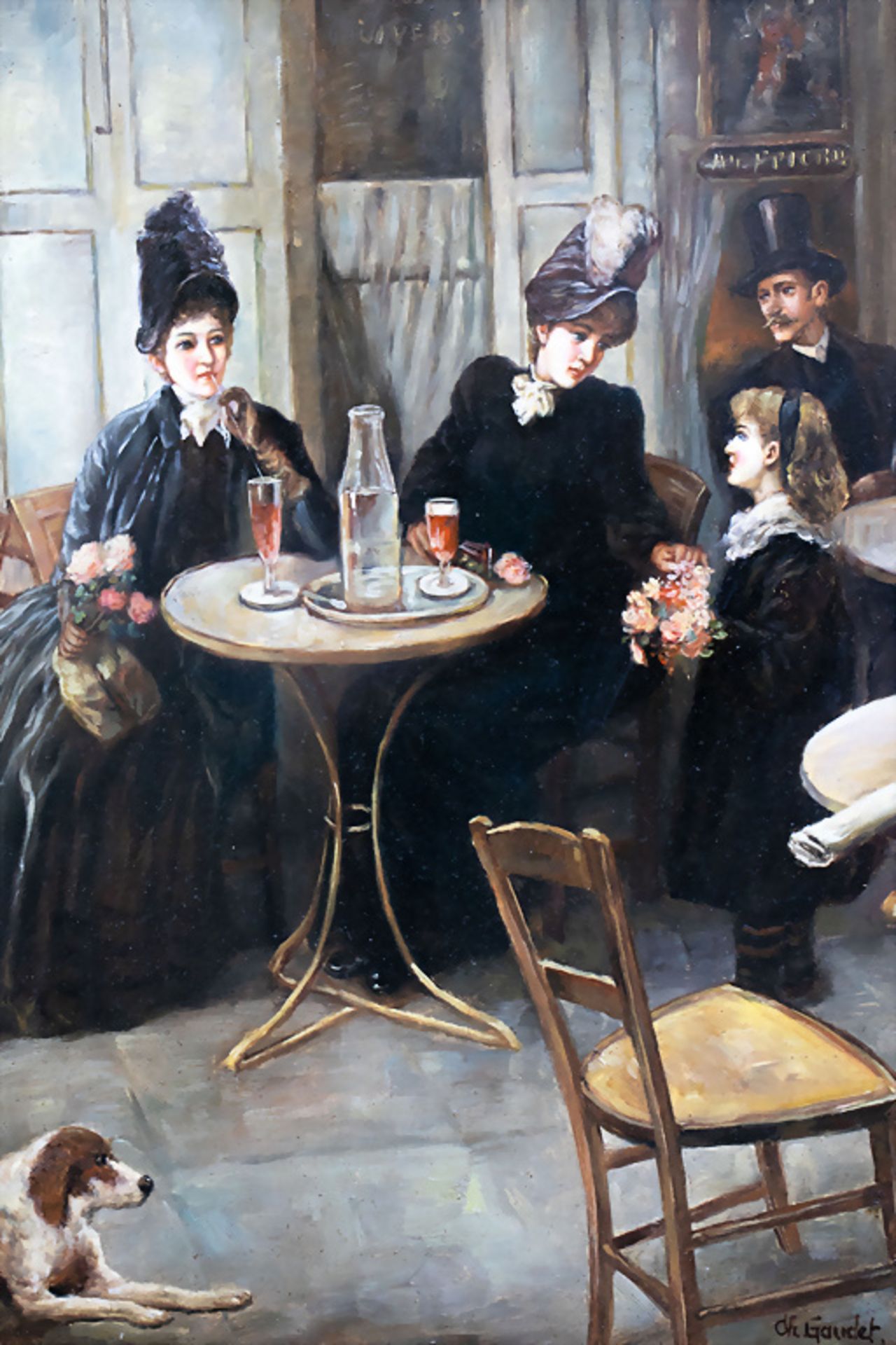 Ch. Gaudet, 'Pariser Kaffeehausszene' / 'A Parisian café scene', um 1900 - Bild 4 aus 7