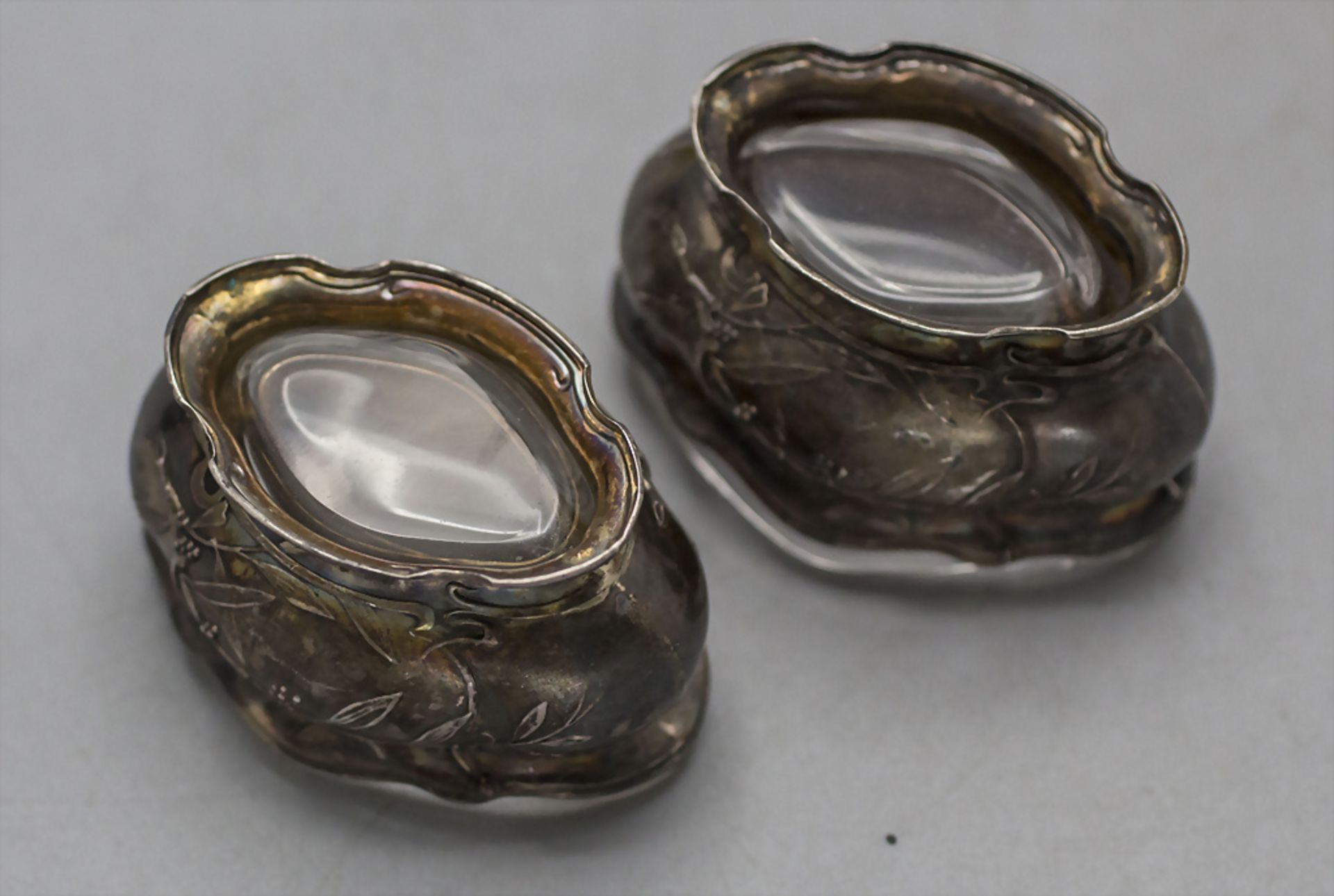 Paar Jugendstil Salieren / A pair of Art Nouveau silver open salt cellars, Emile Puiforcat, ... - Image 3 of 6