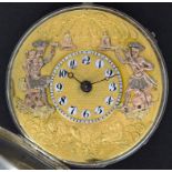 Taschenuhr mit 1/4 Std. Schlagwerk und Jacquemart Automat / A silver pocket watch with quarter ...
