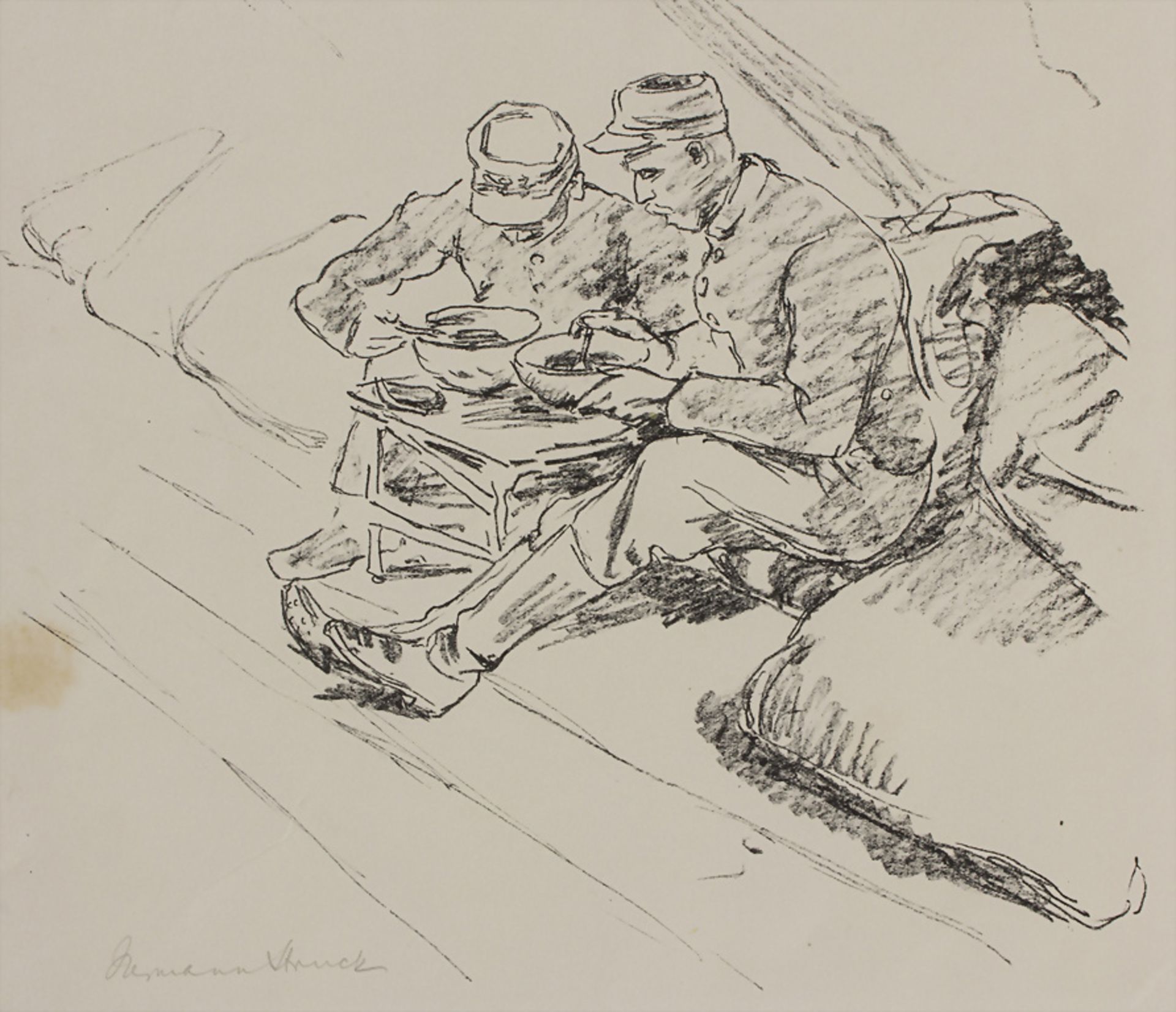 Hermann Struck (1876-1944), 'Französische Soldaten bei der Mahlzeit',20. Jh. - Bild 2 aus 4