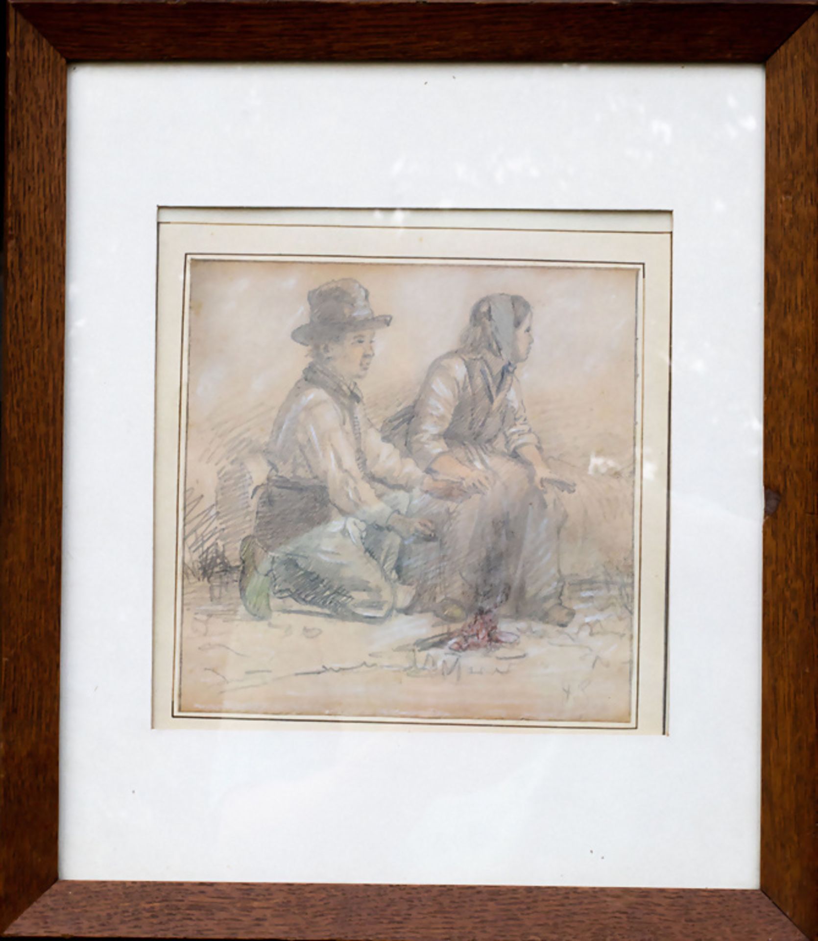 Henri VAN SEBEN (1825-1913), 'Junges Bauernpaar' / 'A young peasant couple', Brüssel, wohl ... - Image 2 of 7