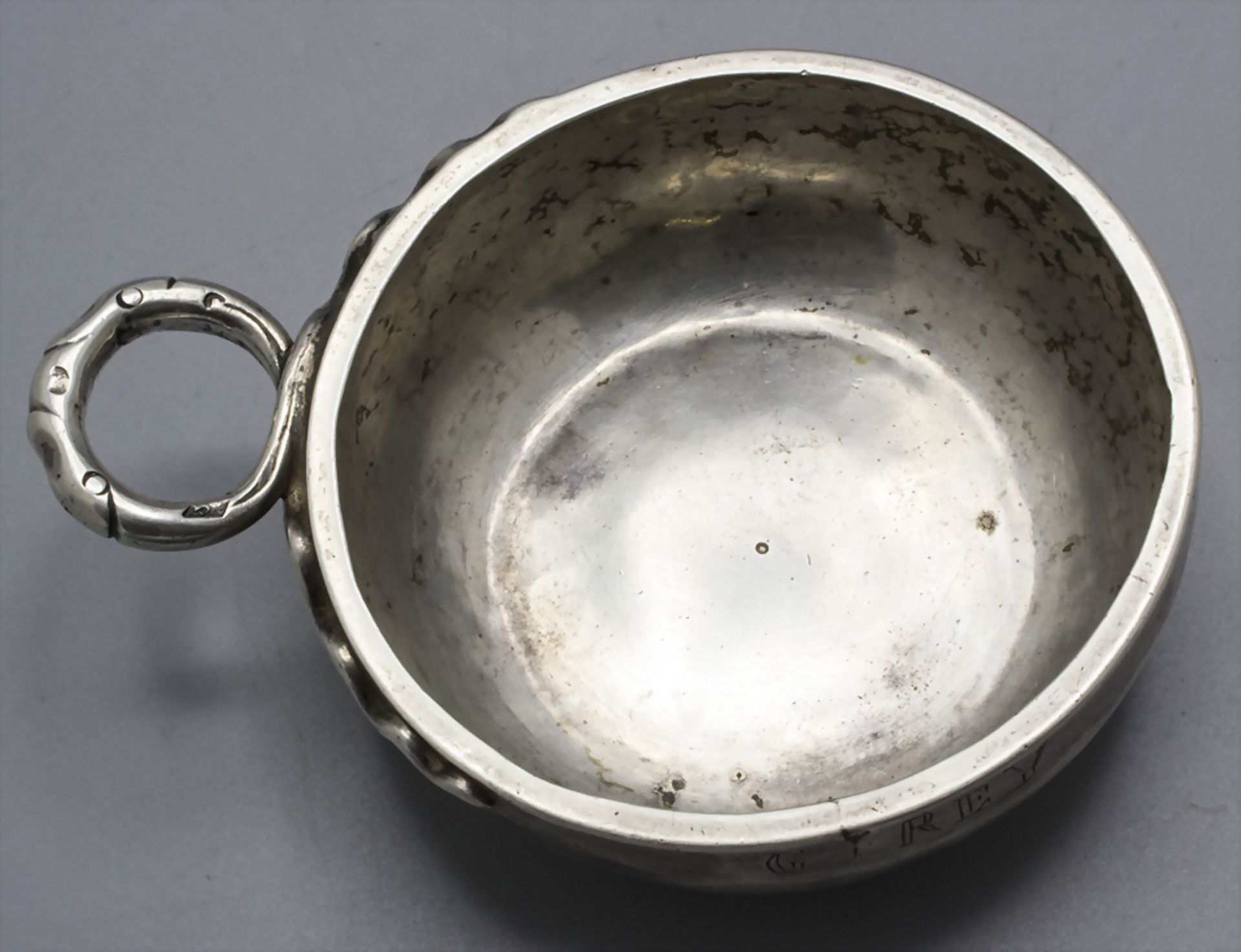 Branntweinschale / A silver wine tester / Tastevin, Clermont, 1803-1809 - Bild 2 aus 5