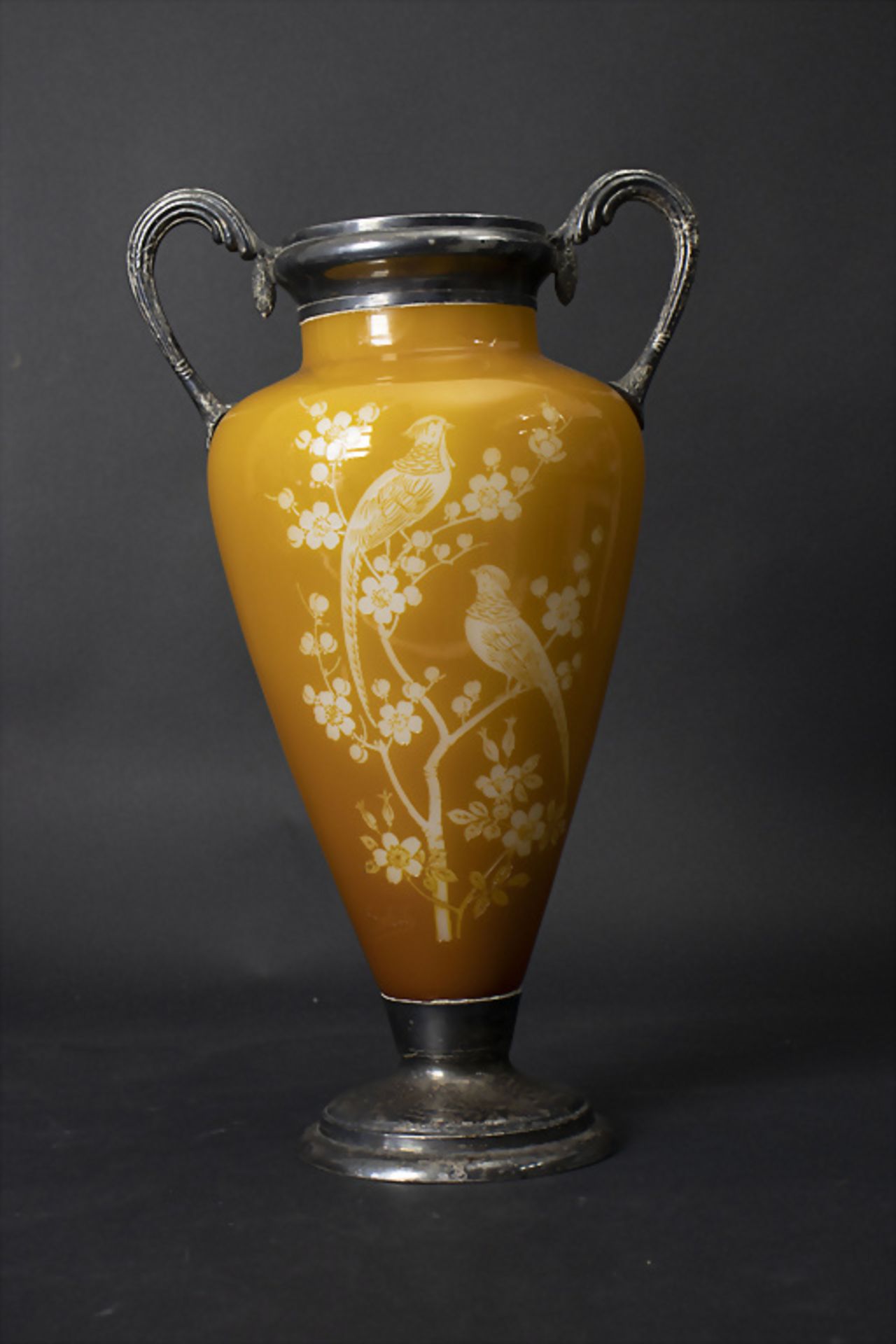 Jugendstil-Henkelvase / An Art Nouveau glass vase with handles, Soleil, um 1895 - Bild 3 aus 6