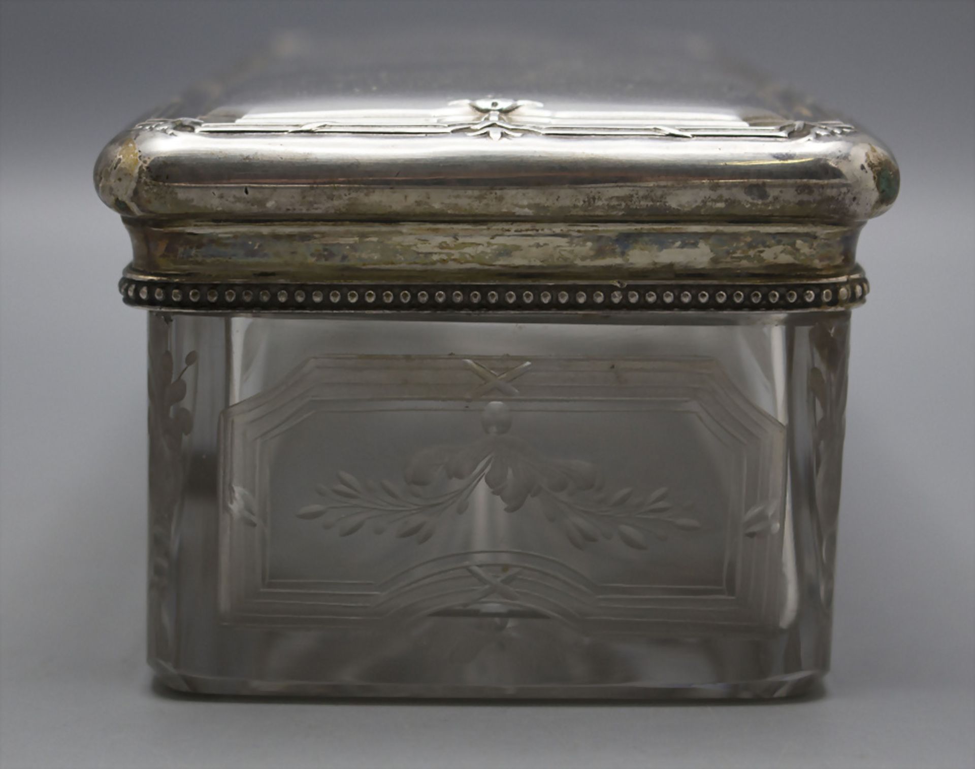 Große Glasdose mit Silberdeckel / A large glass box with a silver lid, Henri Gabert, Paris, ... - Bild 3 aus 7