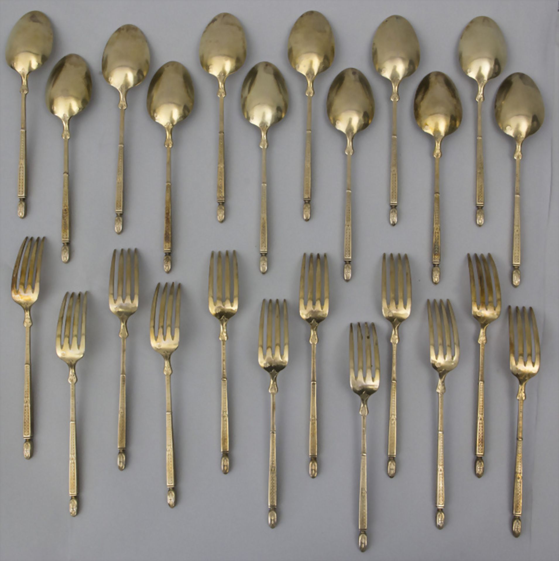 12 Gabeln + 12 Löffel / 12 silver spoons and 12 silver forks, Francois Auguste Boyer-Callot, ... - Image 2 of 10