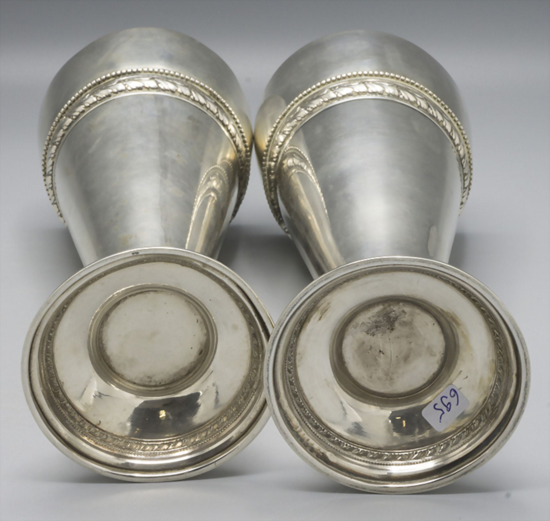 Paar Jugendstil Vasen / A pair of Art Nouveau silver vases, Wilhelm Bindner, Schwäbisch Gmünd, 1917 - Bild 5 aus 8