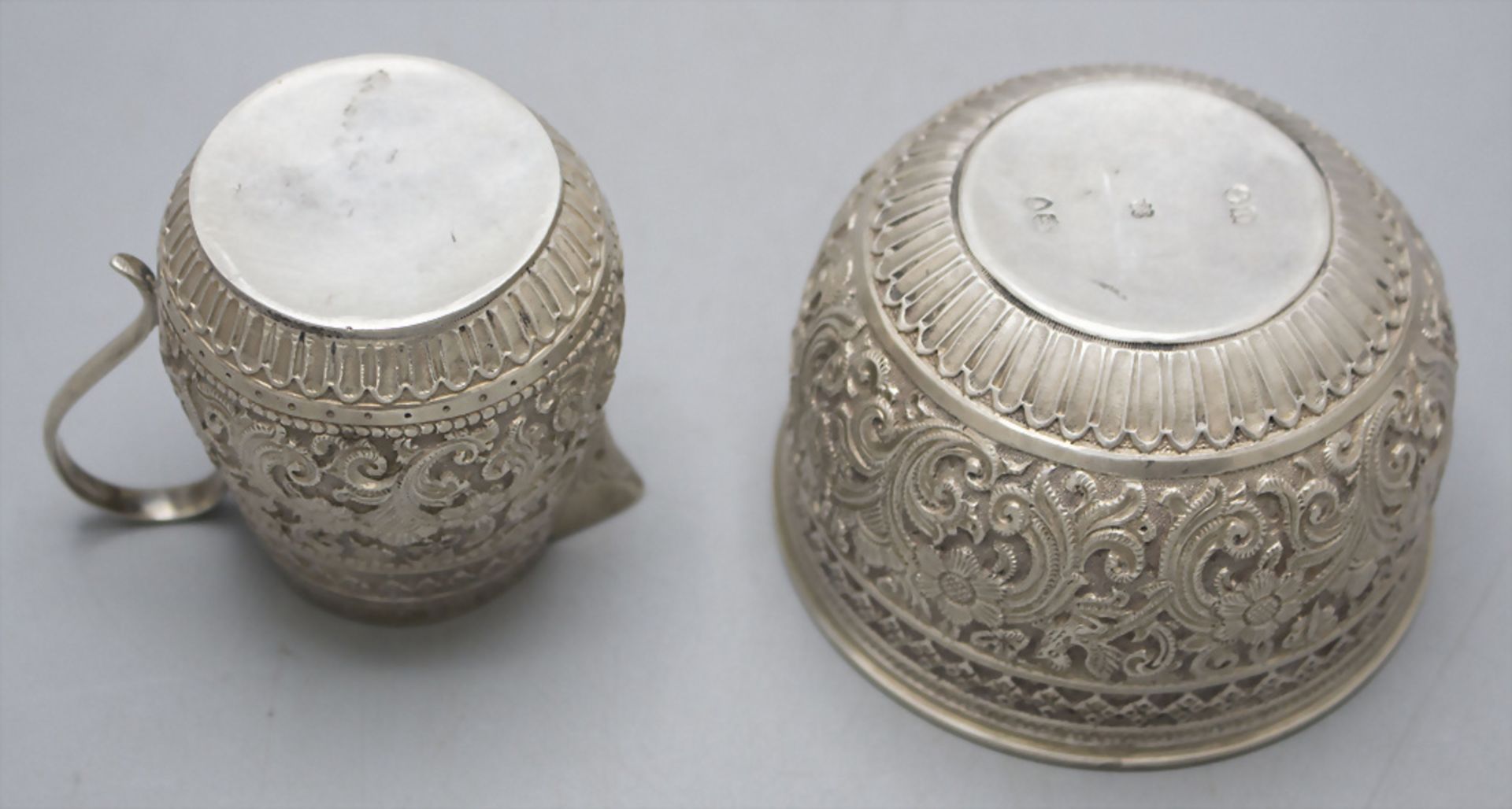 4tlg. Sahne- und Zuckerset / A 4-piece silver cream and sugar set, John Aldwinckle & James ... - Image 7 of 12