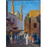 J. Courot, 'Orientalische Szene mit Suq und Moschee' / 'An Oriental scene with suq and ...