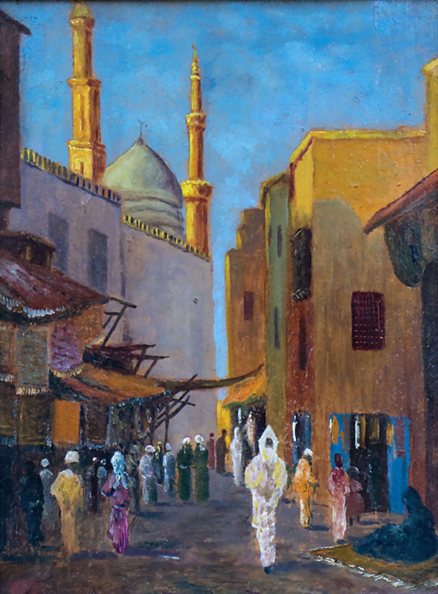 J. Courot, 'Orientalische Szene mit Suq und Moschee' / 'An Oriental scene with suq and ...