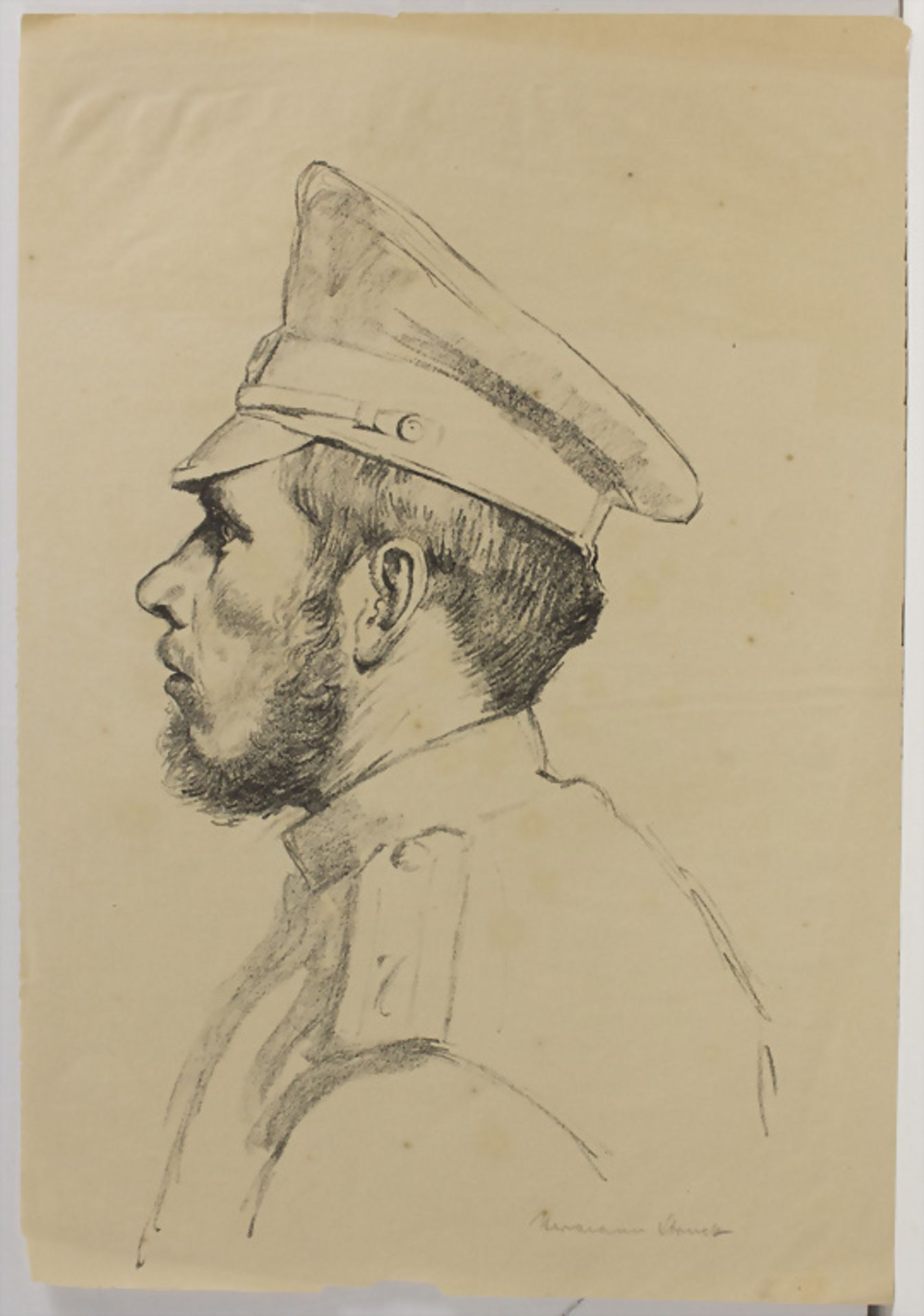 Hermann Struck (1876-1944), 'Soldat mit Backenbart im Profil' / 'A soldier with whiskers in ... - Bild 2 aus 3