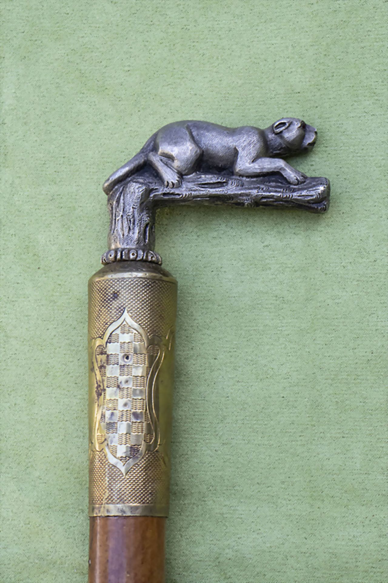 Gehstock mit Raubkatze / A cane with a big cat, um 1900