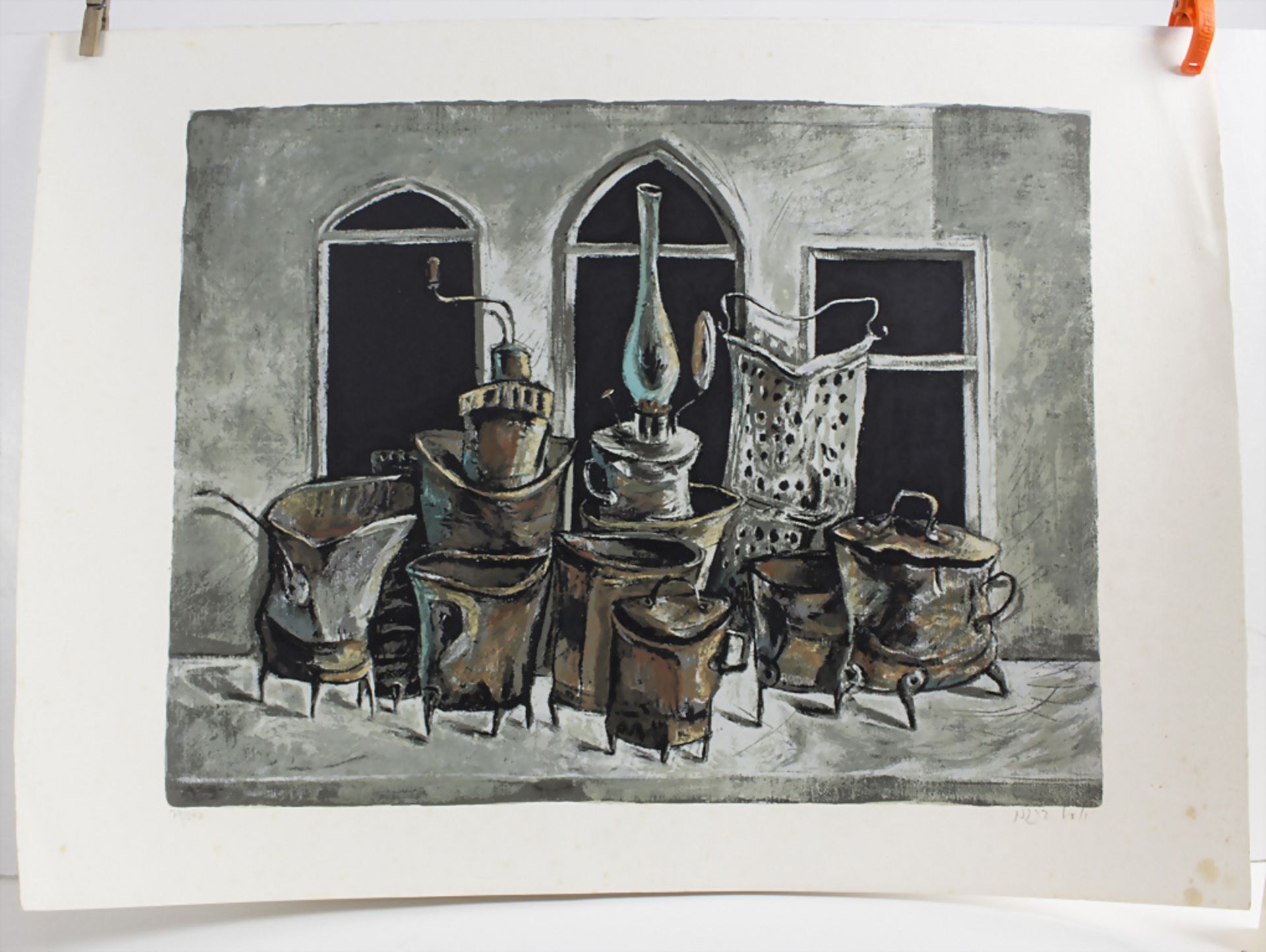 Yosl Bergner (1920-2017), 'Stillleben mit Öllampe' / 'Stillife with oil lamp', 1937-1950 - Bild 2 aus 4
