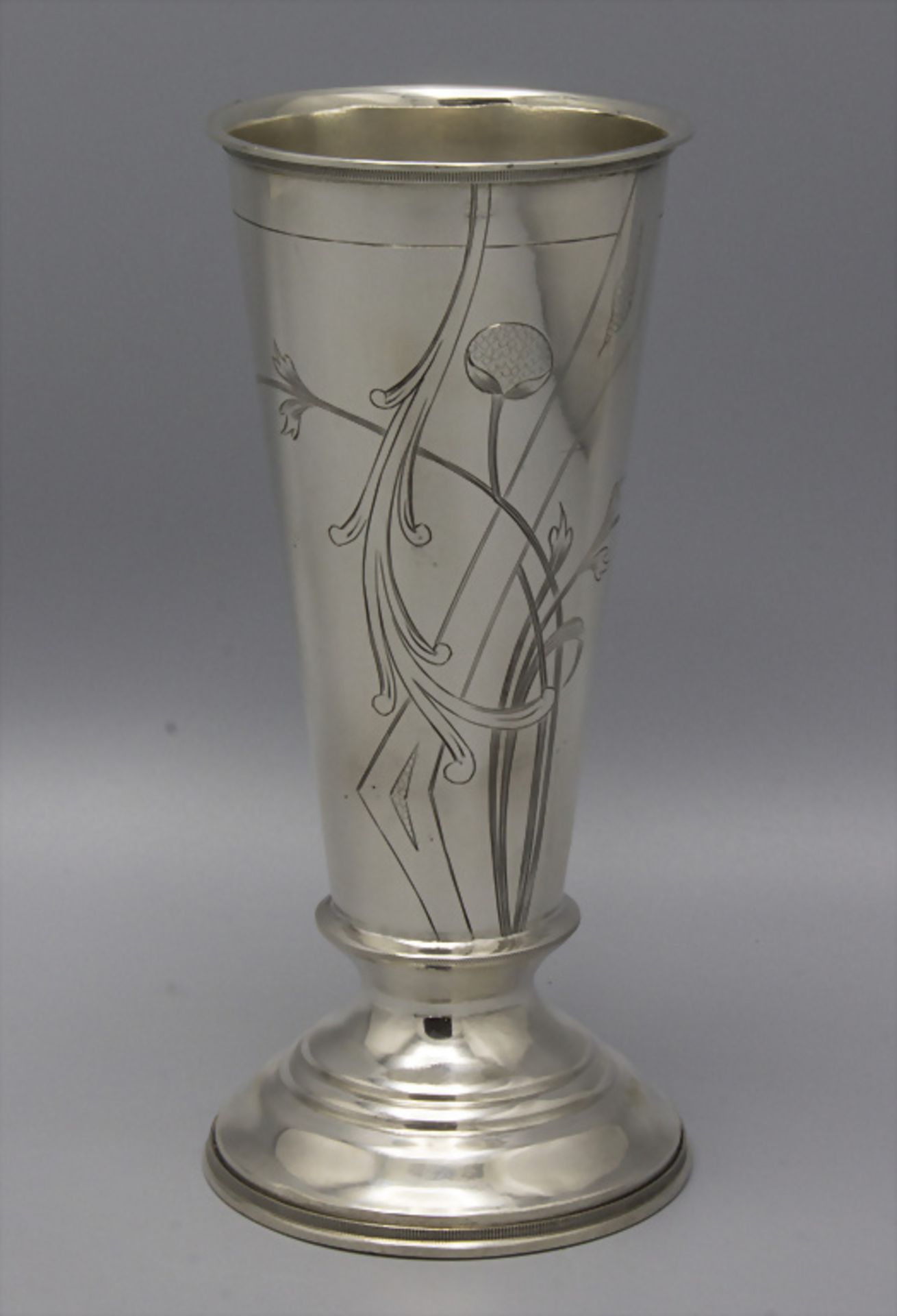Jugendstil Vase / An Art Nouveau silver vase with flowers, Moskau/Moscow, nach 1908 - Bild 2 aus 8