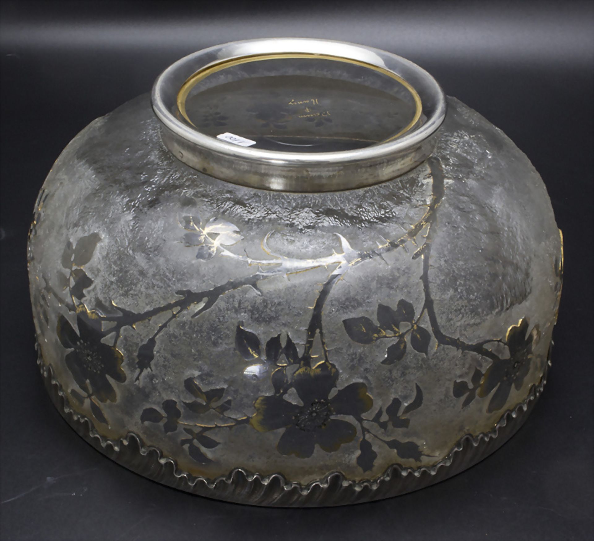 Jugendstil Schale mit Silbermontur / An Art Nouveau fruit bowl with silver mount, Daum Frères, ... - Bild 5 aus 7