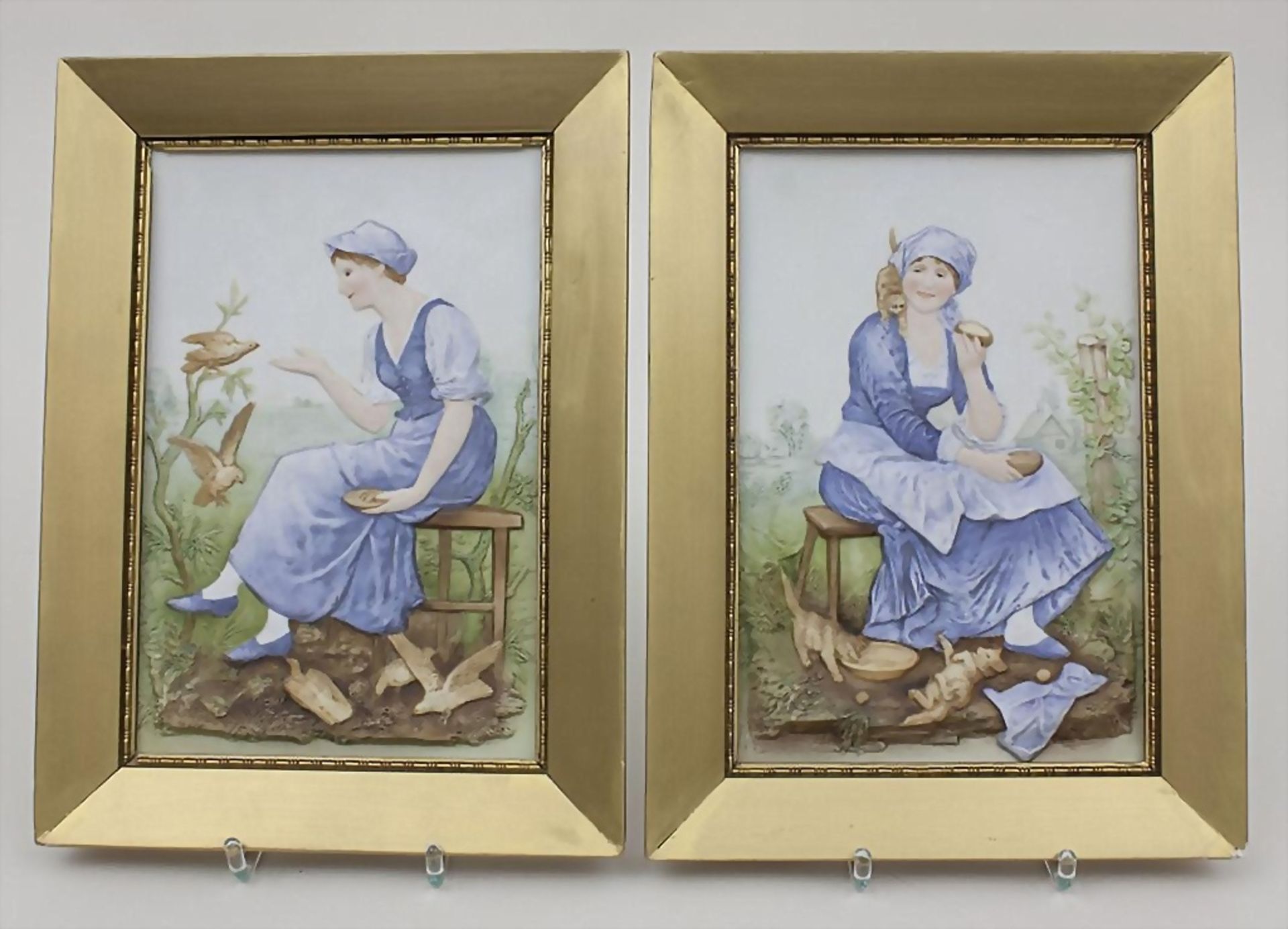 Zwei Bildplatten/A Pair Of Art Nouveau Porcelain Plaques, Karl Ens, Volkstedt, um 1900