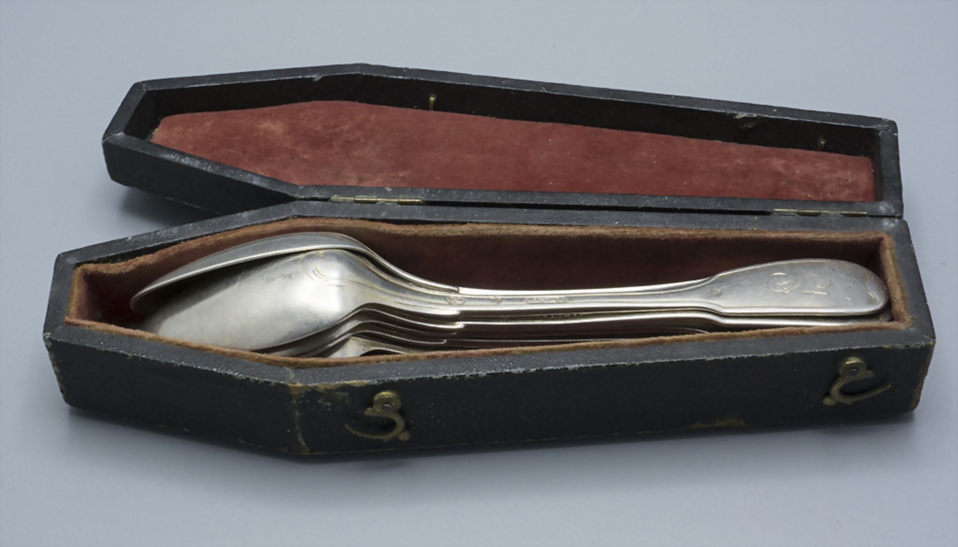 6 Löffel / 6 cuillères en argent massif / 6 silver spoons, Francois Daniel Imlin, Straßburg / ... - Image 3 of 6