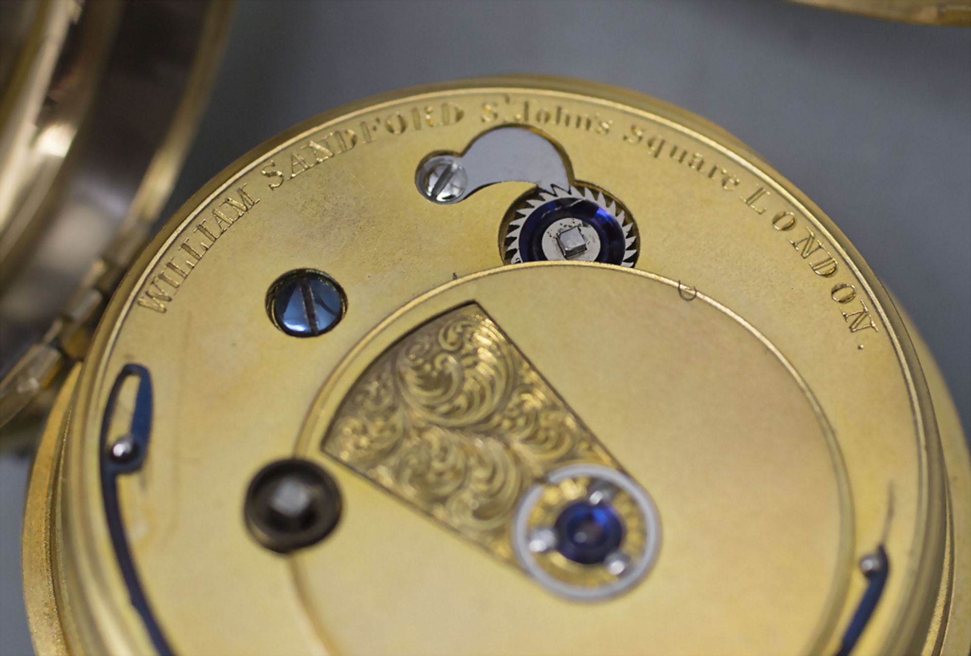 Offene Taschenuhr / An 18 ct gold pocket watch, William Sandford, London, 19. Jh. - Bild 4 aus 14