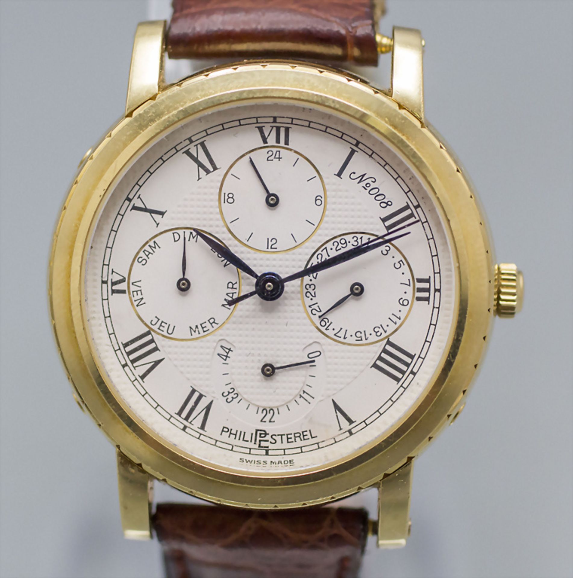 Chronomètre mit Kalender und Gangreserve / A men's 18 ct gold automatic wristwatch, Philipe ...