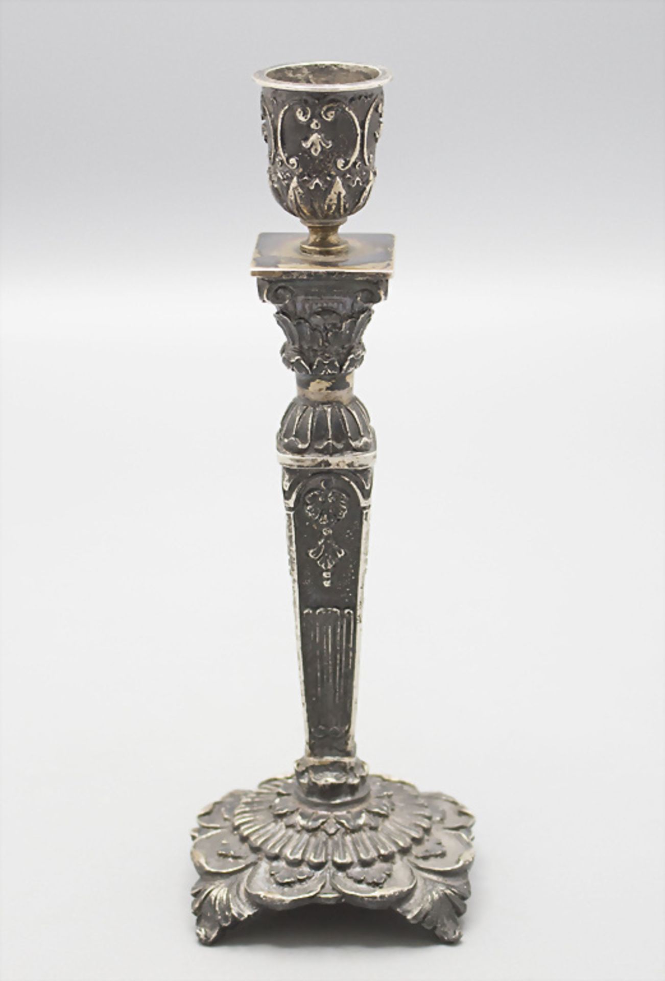 Silberleuchter / A silver candlestick, deutsch, um 1890