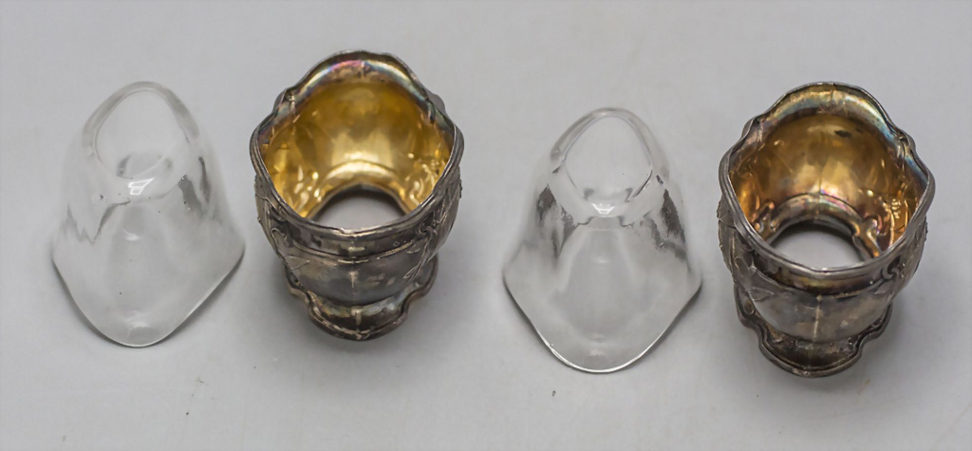 Paar Jugendstil Salieren / A pair of Art Nouveau silver open salt cellars, Emile Puiforcat, ... - Image 4 of 6