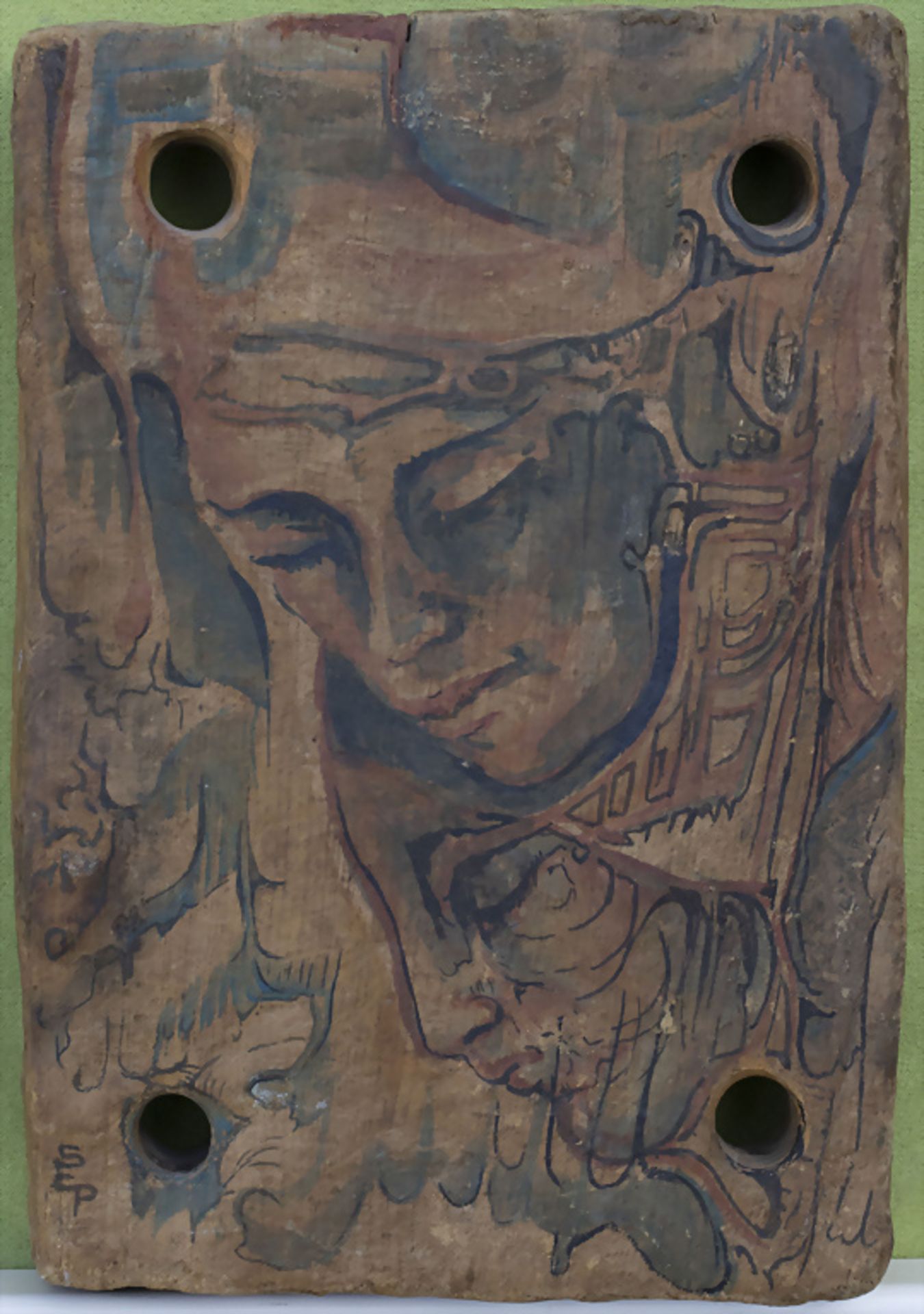 Holzplatte 'Gesichter' / A wooden panel 'Faces'