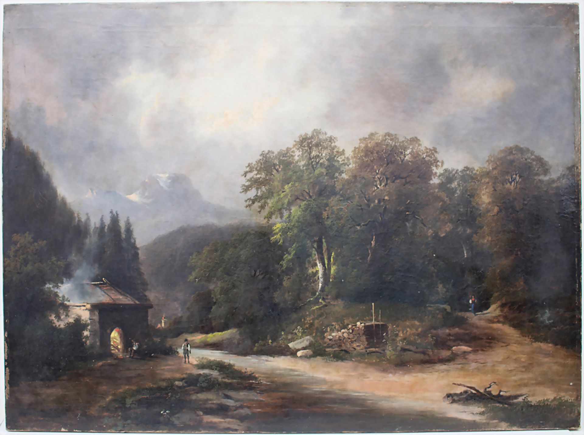 Künstler des 18./19. Jh., 'Berglandschaft mit Köhlern im Eichenwald' / 'A mountain landscape ...