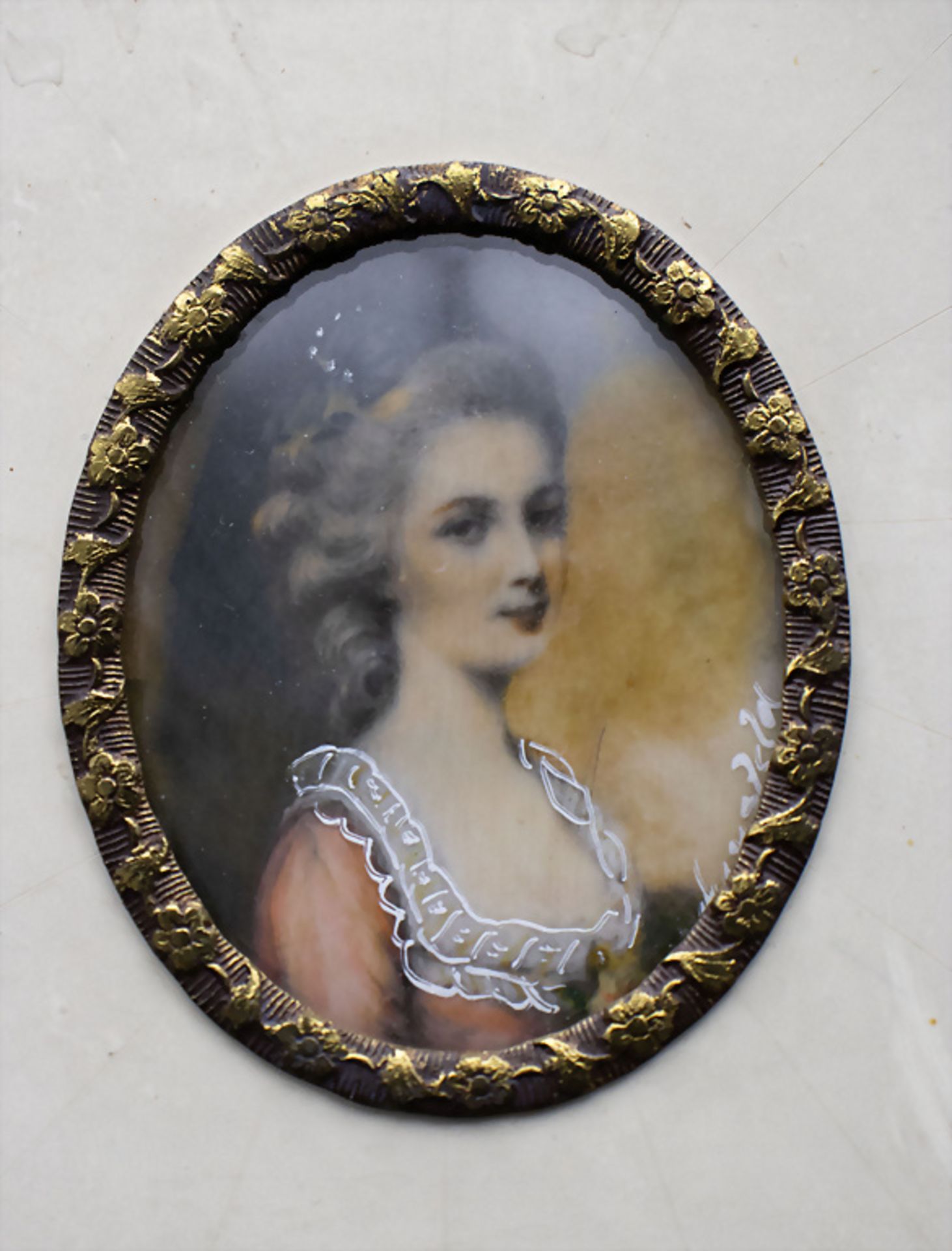 Miniatur Porträt einer Dame, wohl Mozarts Braut Constanze Weber / A miniature portrait of a ... - Bild 2 aus 4