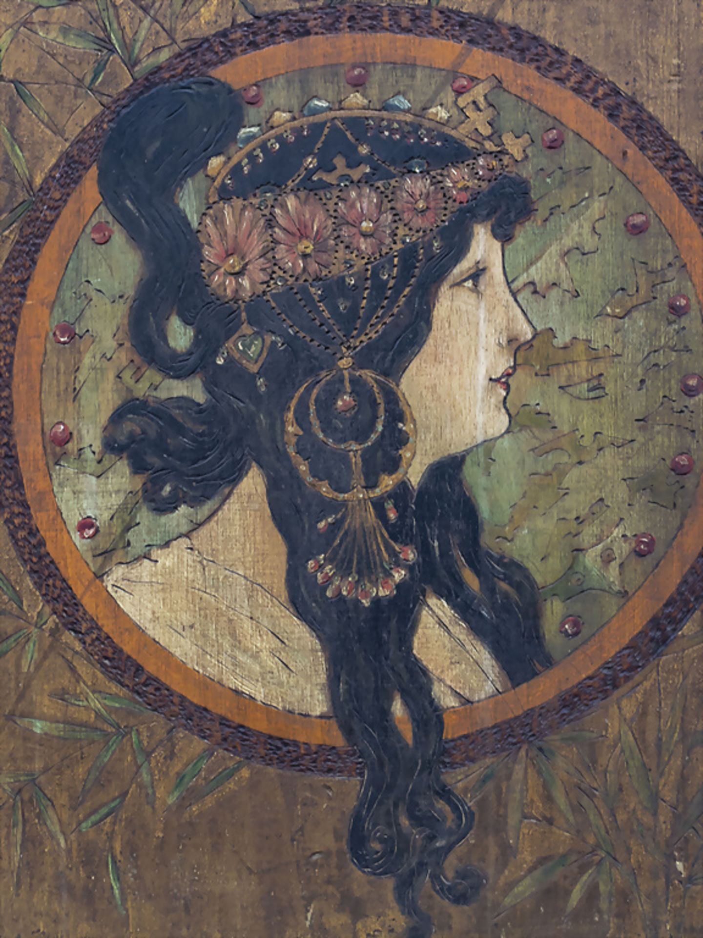 Alphonse MUCHA (1860-1939) nach, 'Byzantinischer Kopf, Brünette' / 'Byzantine head, brunette', ... - Image 2 of 3