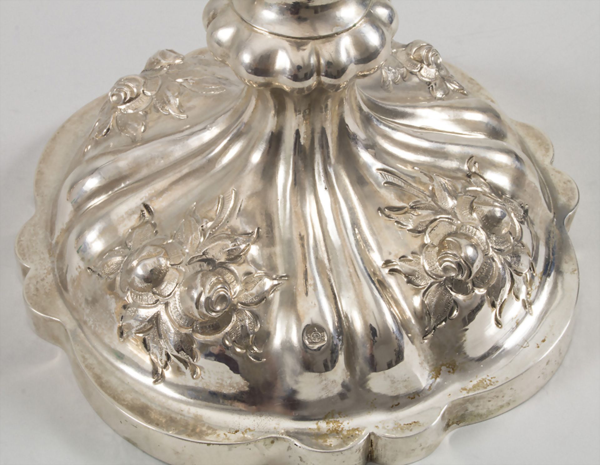 Paar Biedermeier Kerzenleuchter / A pair of silver candlesticks, Wien / Vienna, 1858 - Image 6 of 12