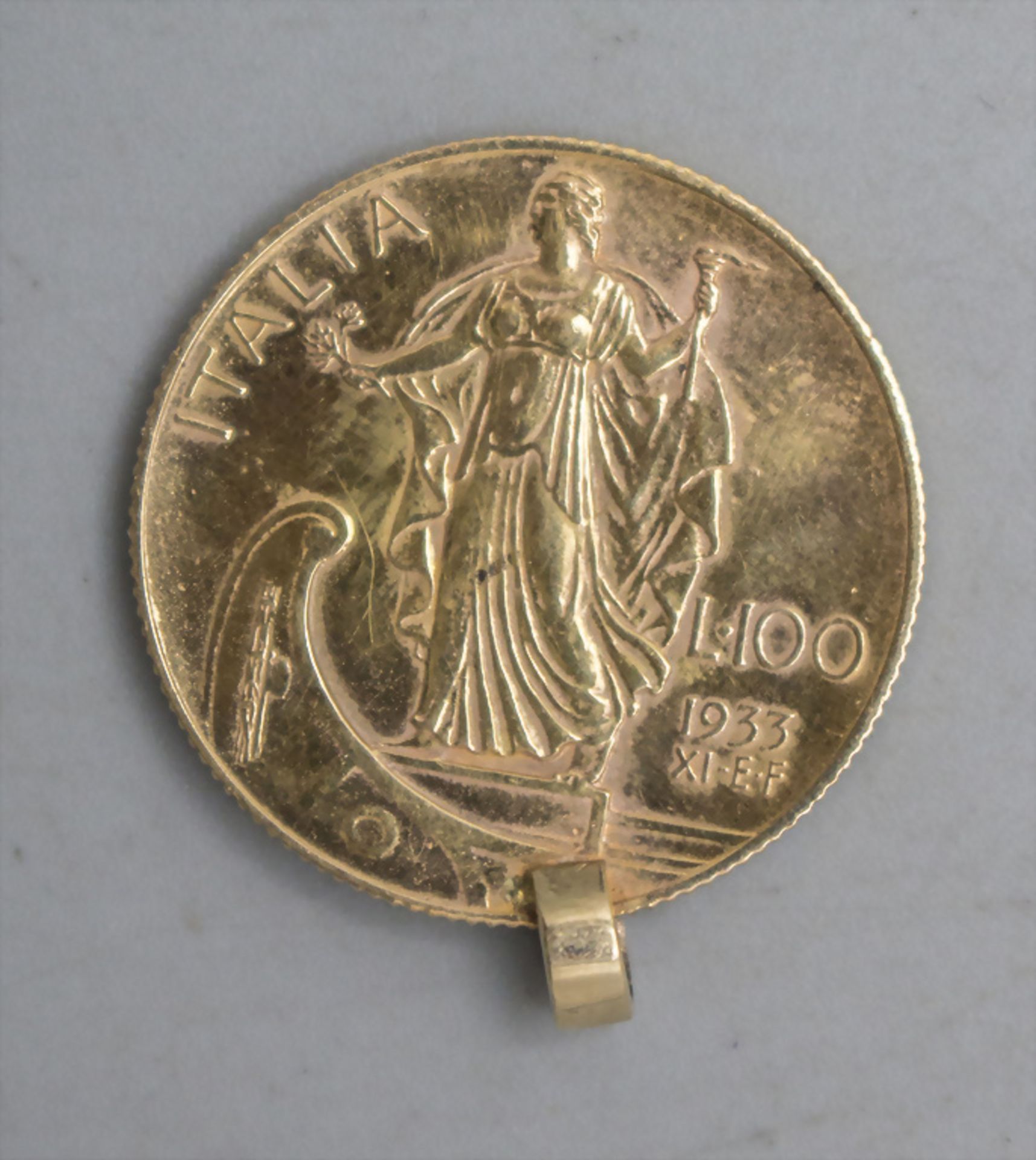 Anhänger mit Goldmünze König Emanuelle III / A gold pendant with a gold coin, Italien, 1933 - Bild 2 aus 2