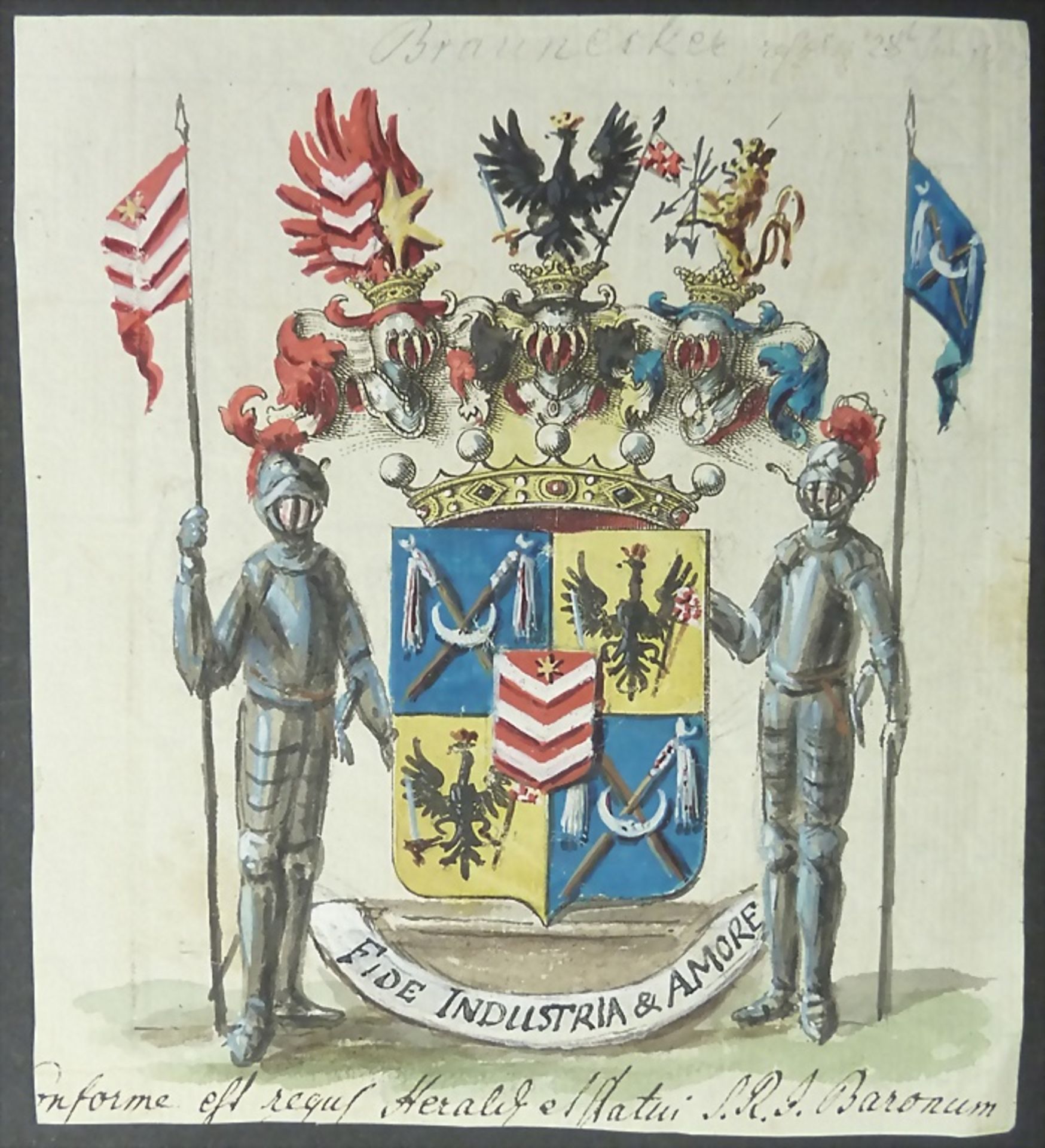 Vier kolorierte Wappen / Four colored coats of arms, deutsch, 17./18. Jh. - Image 4 of 5