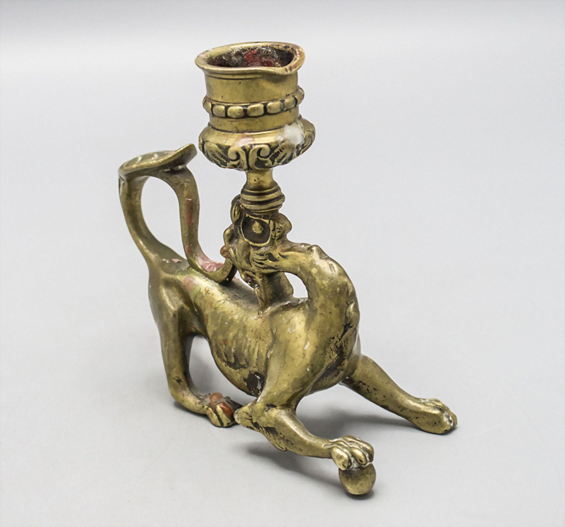 Bronzeleuchter 'Drache' / A bronze candle holder with a dragon, Frankreich, 19. Jh. - Image 3 of 5