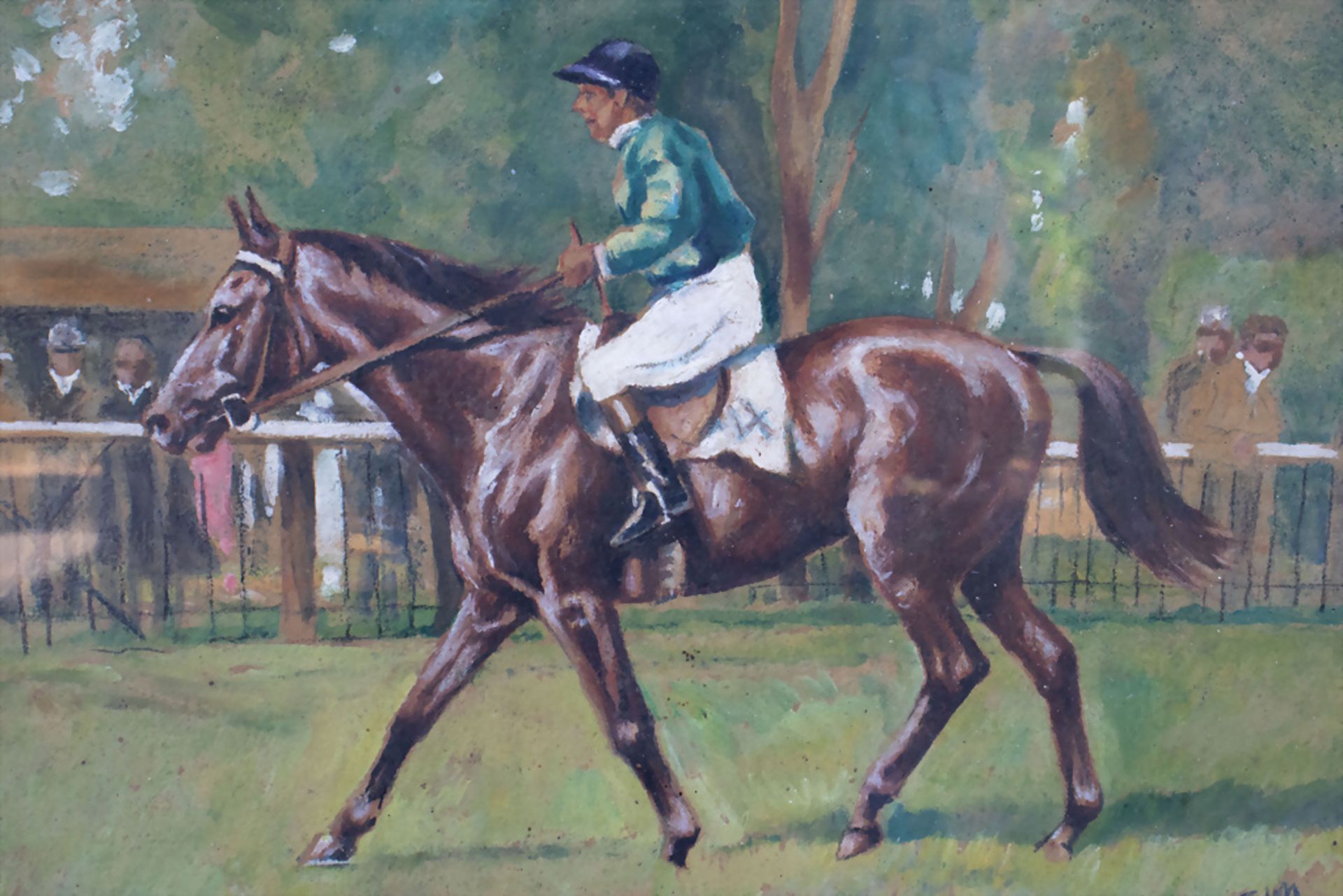 Künstler des 20. Jh., 'Jockey Reiter mit Pferd' / 'A jockey with horse' - Bild 8 aus 9