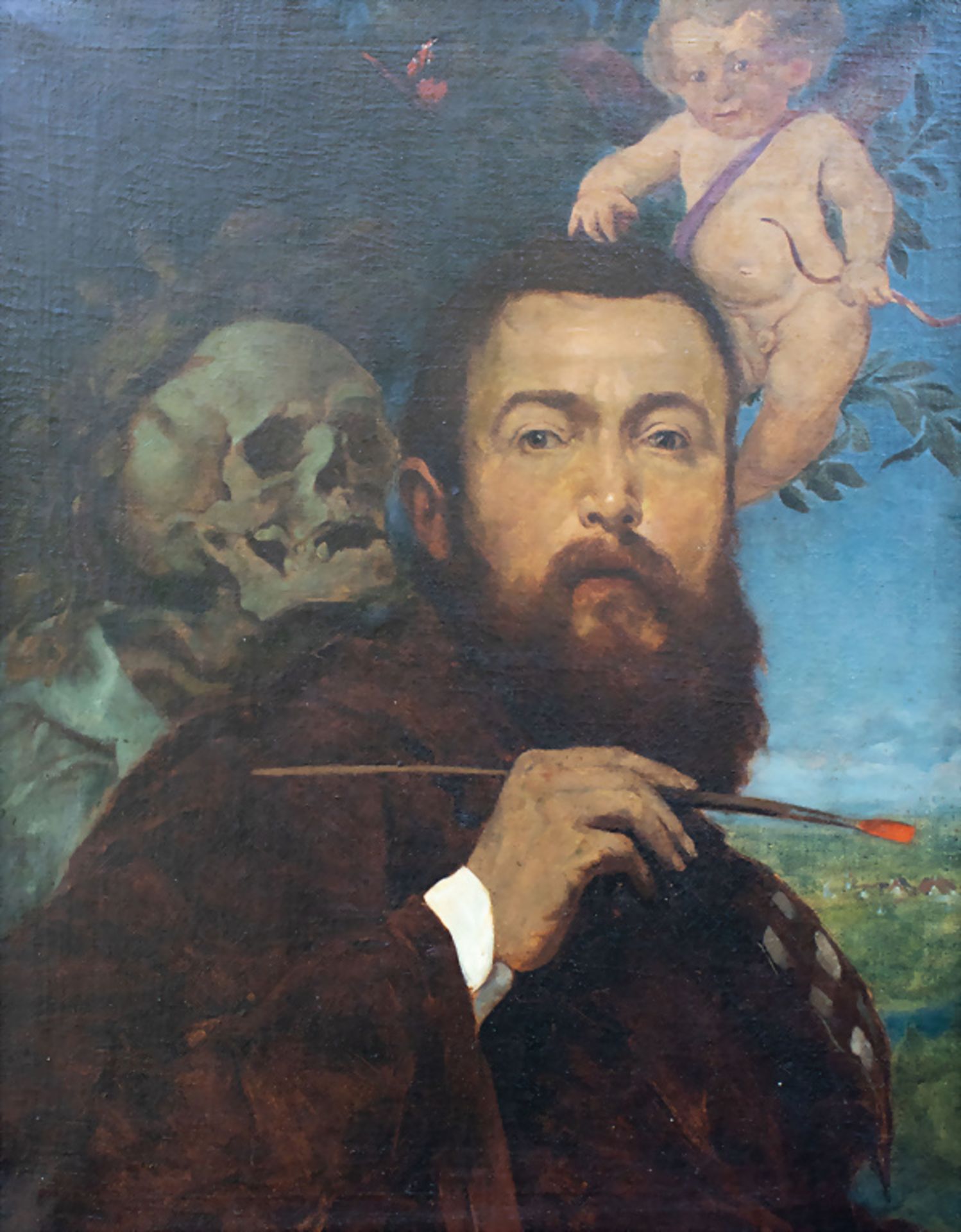 nach Hans THOMA (1839-1924), 'Selbstbildnis mit Tod und Amor' (1875) / 'A self-portrait with ...
