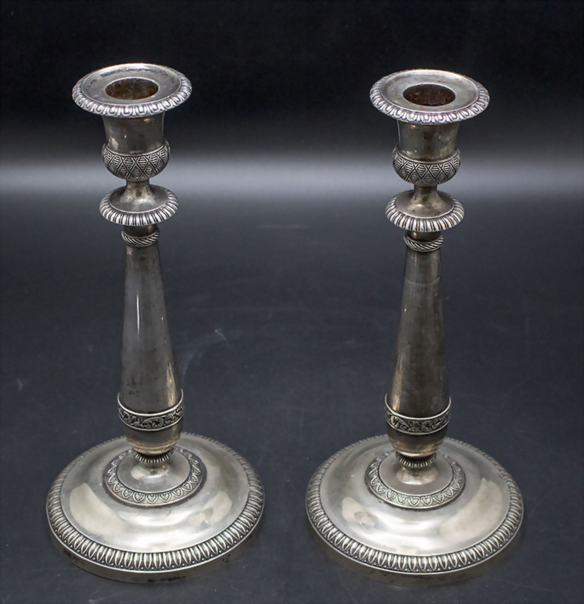 Paar Empire Kerzenleuchter / A pair of Empire silver candlesticks, Venedig/Venice, um 1820 - Bild 2 aus 7