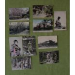 Sammlung 10 Ansichtskarten von Japan / A collection of 10 Japanese postcards, um 1900